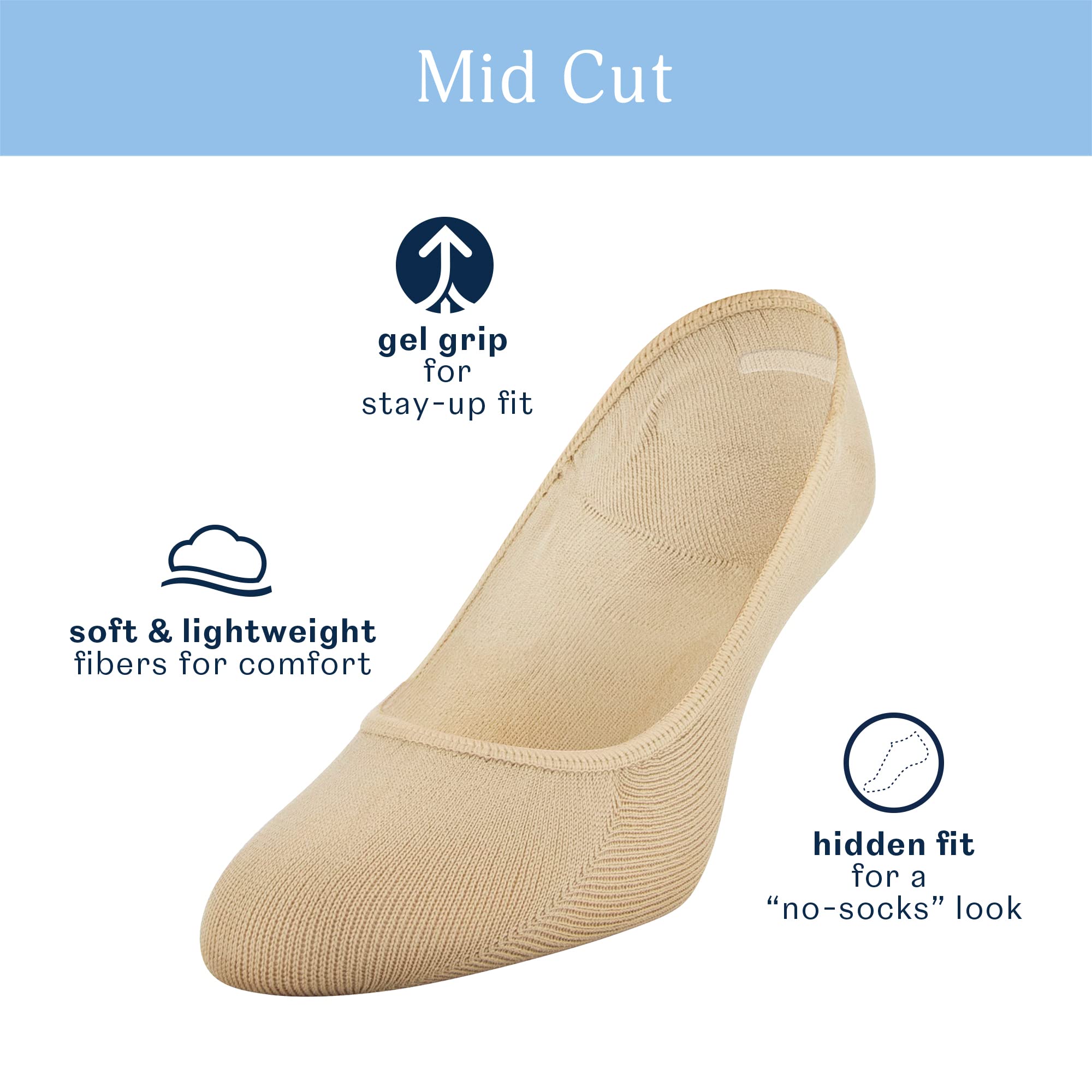 Peds Women's Lightweight Low Cut No Show Socks 6-Pack - Breathable Invisible Liner Socks for Sneakers, Flats & Casual Shoes - All-Day Comfort for Workouts, Running & Daily Wear