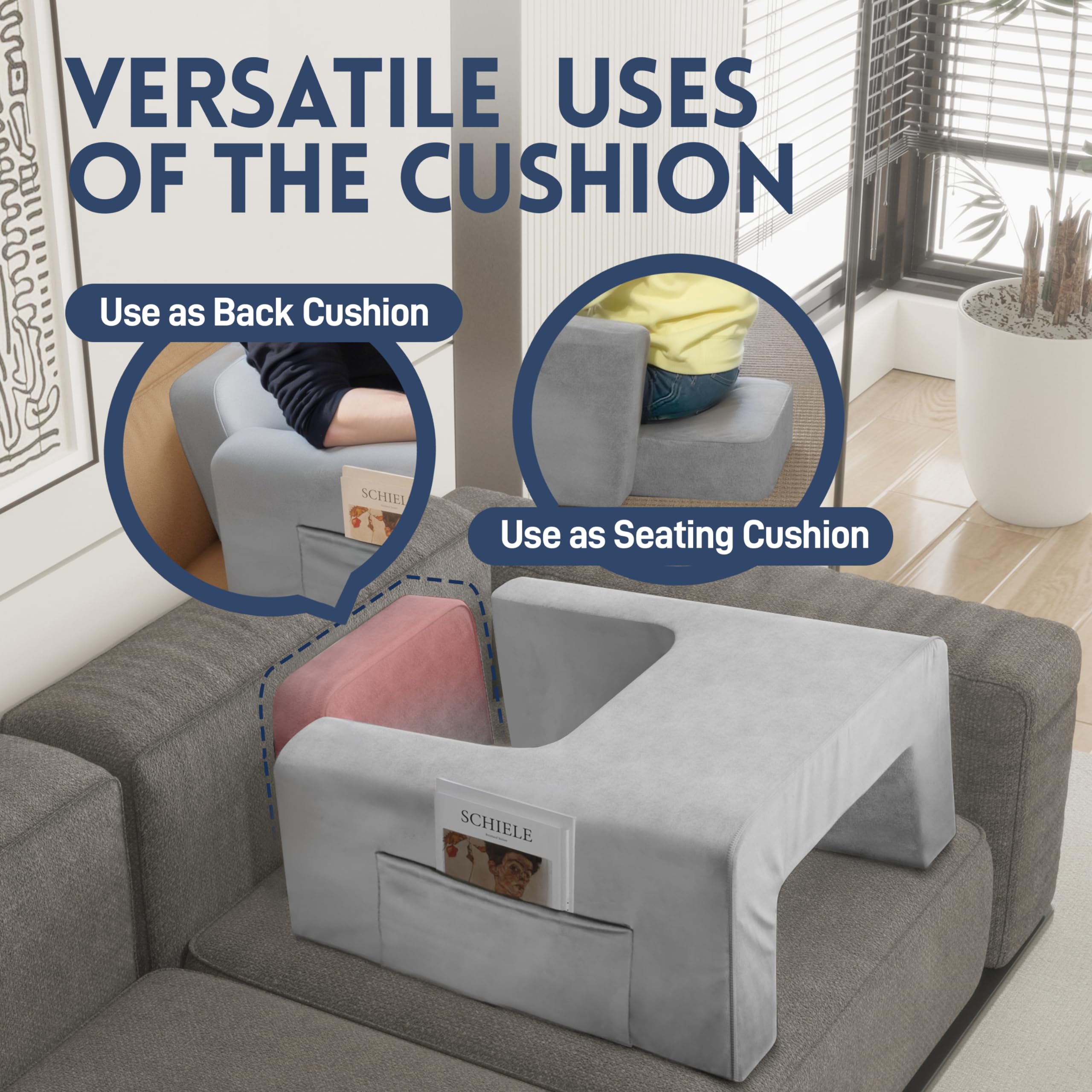 **Johnear Reading Pillow with Armrests – Ergonomic Back Support Cushion for Adults, Gaming, Working, or Crocheting – Perfect for Bed, Floor, Couch, or Office Use**