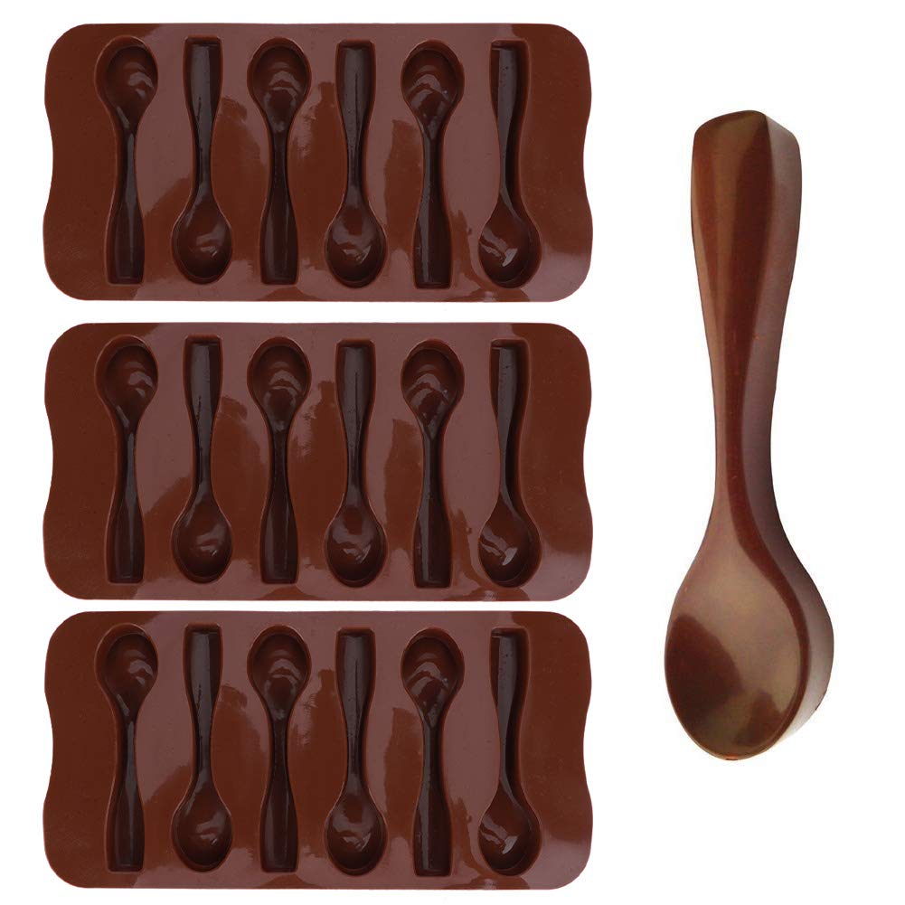 3-Piece Non-Stick Silicone Spoon-Shaped Baking Mold Set - DIY Cake, Chocolate & Bread Molds - Kitchen Bakeware for Home Bakers (Perfect for Birthday Cakes, Holiday Treats & Baking Parties)