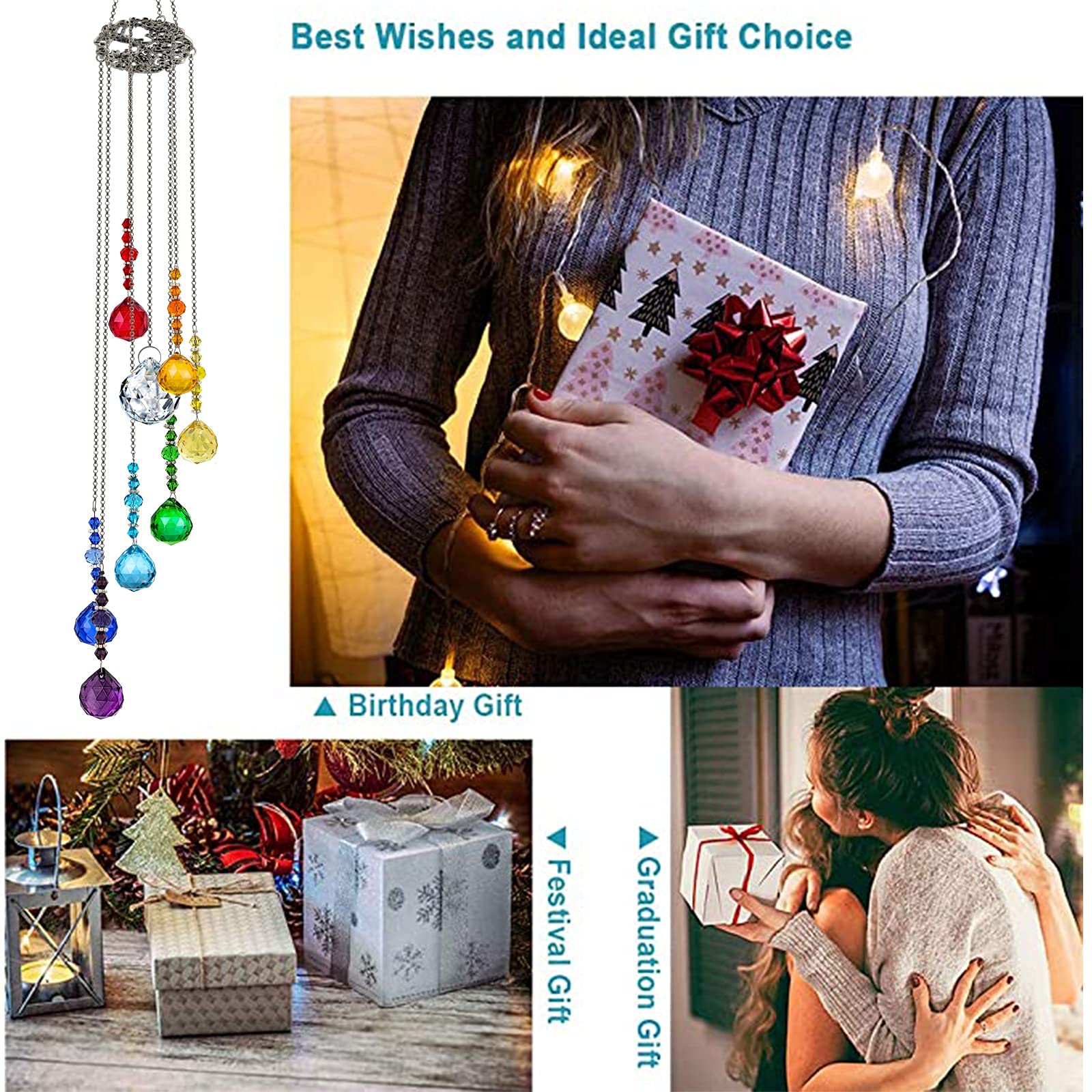 Vibrant Crystal Ball Prisms Suncatcher - Tree of Life Window Hanging Ornament & Rainbow Maker Pendant for Home & Garden Decor | Perfect for Living Rooms, Bedrooms, Wedding Decor & Outdoor Spaces