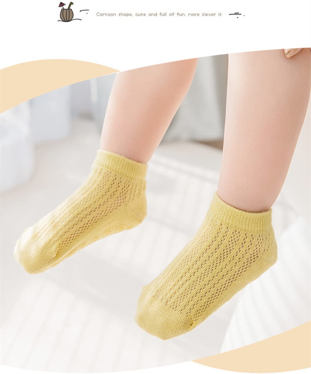 **Non-Slip Baby Grip Socks for Toddlers & Infants - Breathable Mesh, Unisex (Girl/Boy) - Anti-Skid Ankle Socks for Playtime, Crawling & Indoor Safety**