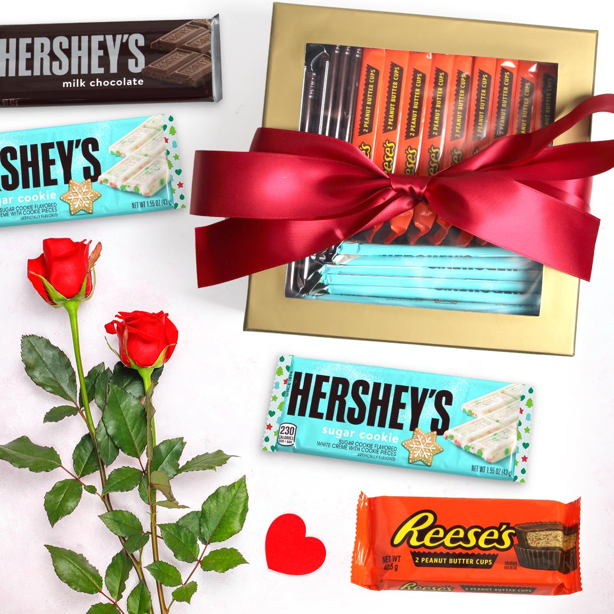 Premium Mother's Day Chocolate Gift Box - 30 Count Assortment with HERSHEY'S Milk Chocolate Bars, REESE'S Peanut Butter Cups & Sugar Cookies | Perfect Candy Collection for Mom's Birthday, Anniversary & Holiday Gifting | Thoughtful Present for Valentine's Day, Christmas & Special Occasions