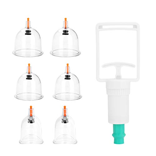 Professional Vacuum Cupping Therapy Set - 6Pcs with 3 Sizes for Home Use, Pain Relief & Muscle Relaxation - Includes Cupping Machine, Suction Balls & Scrubbing Tools for Body Detox & Massage