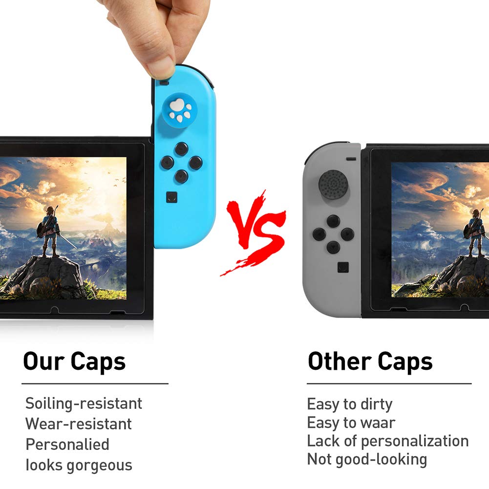 Soft Silicone Cat Claw Thumb Grips for Nintendo Switch & Lite - Game Controller Joystick Caps, Analog Stick Cover Skins for Joy-Con Controllers - Perfect for Gaming, Travel & Long Play Sessions
