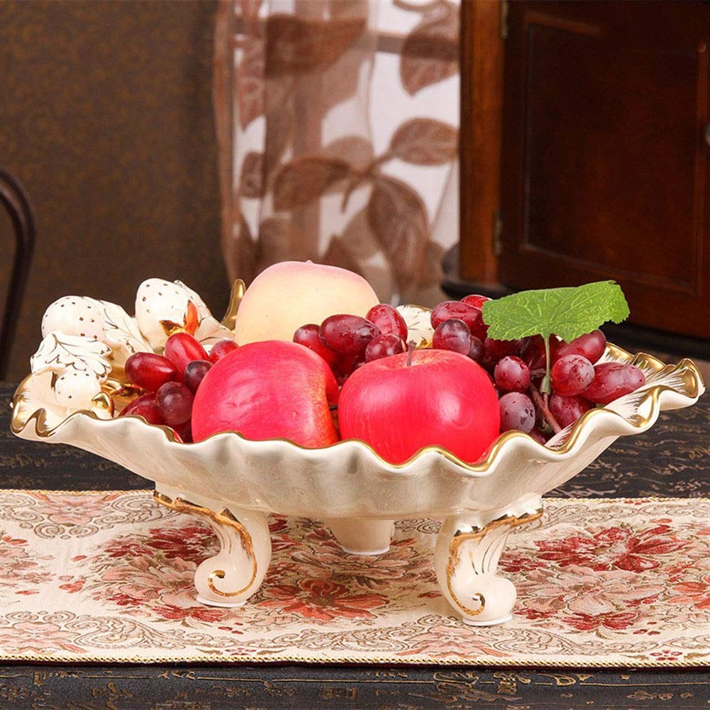 European Ceramic Fruit Plate - Large Decorative Bowl for Living Room, Dining Table, Kitchen | Stylish Gift for Home Decor, Fruit Serving, Party Display