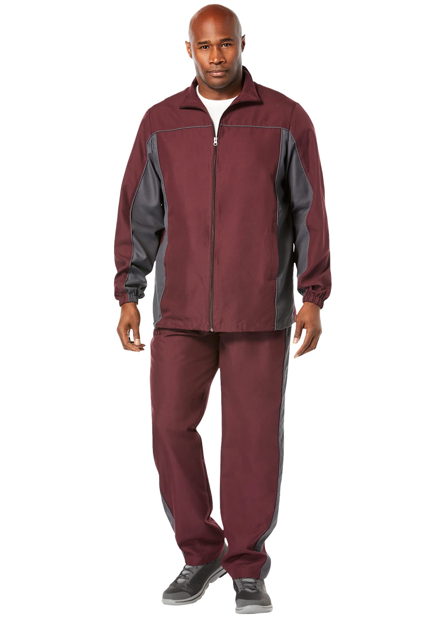 KingSize Men's Big & Tall Long Sleeve Colorblock Tracksuit - Athletic Jogger Set for Gym, Running & Casual Wear - Plus Size Activewear for Tall Men