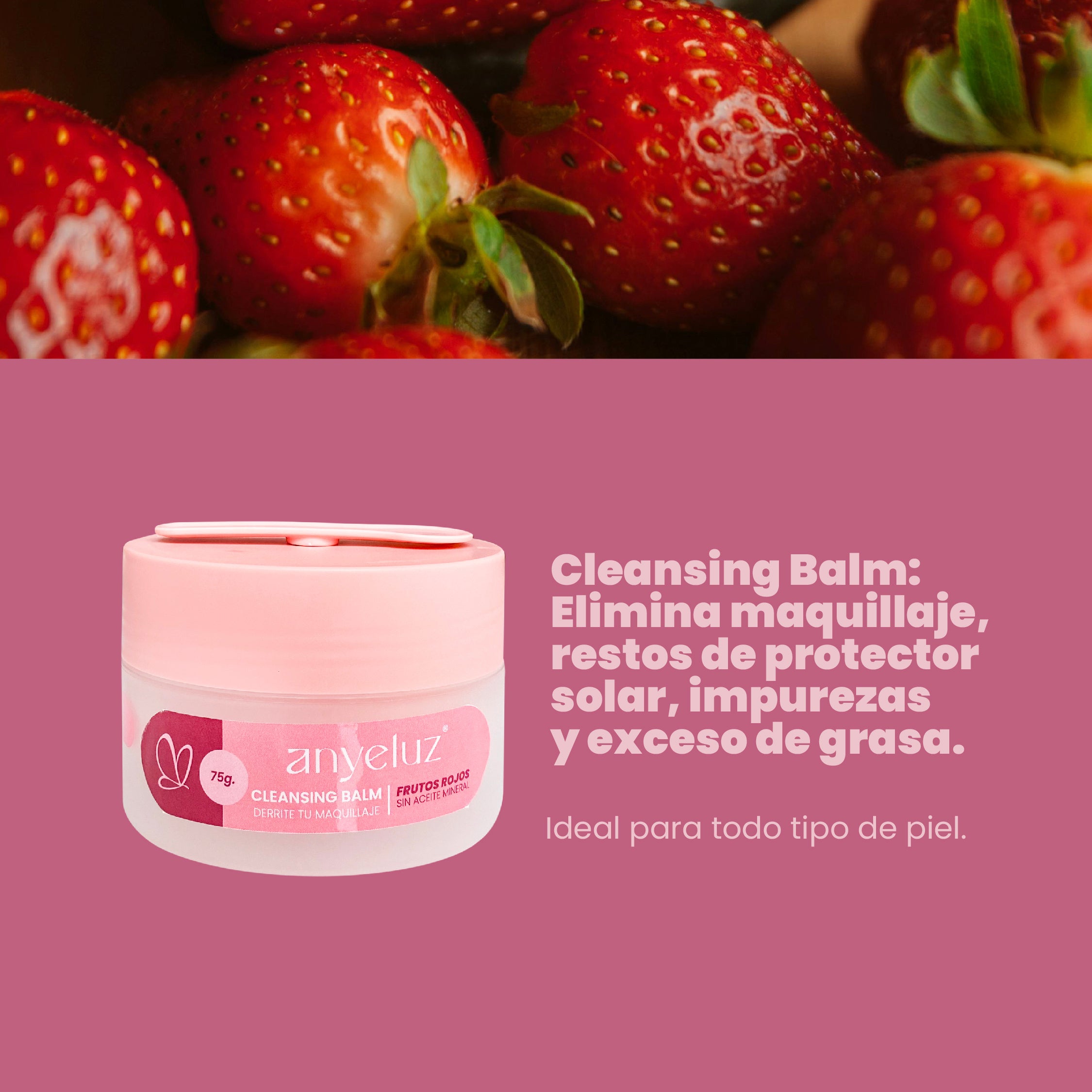 ANYELUZ Red Fruits Cleansing Balm - Gentle Makeup Remover & Deep Cleanser for All Skin Types | Perfect for Daily Skincare & Travel