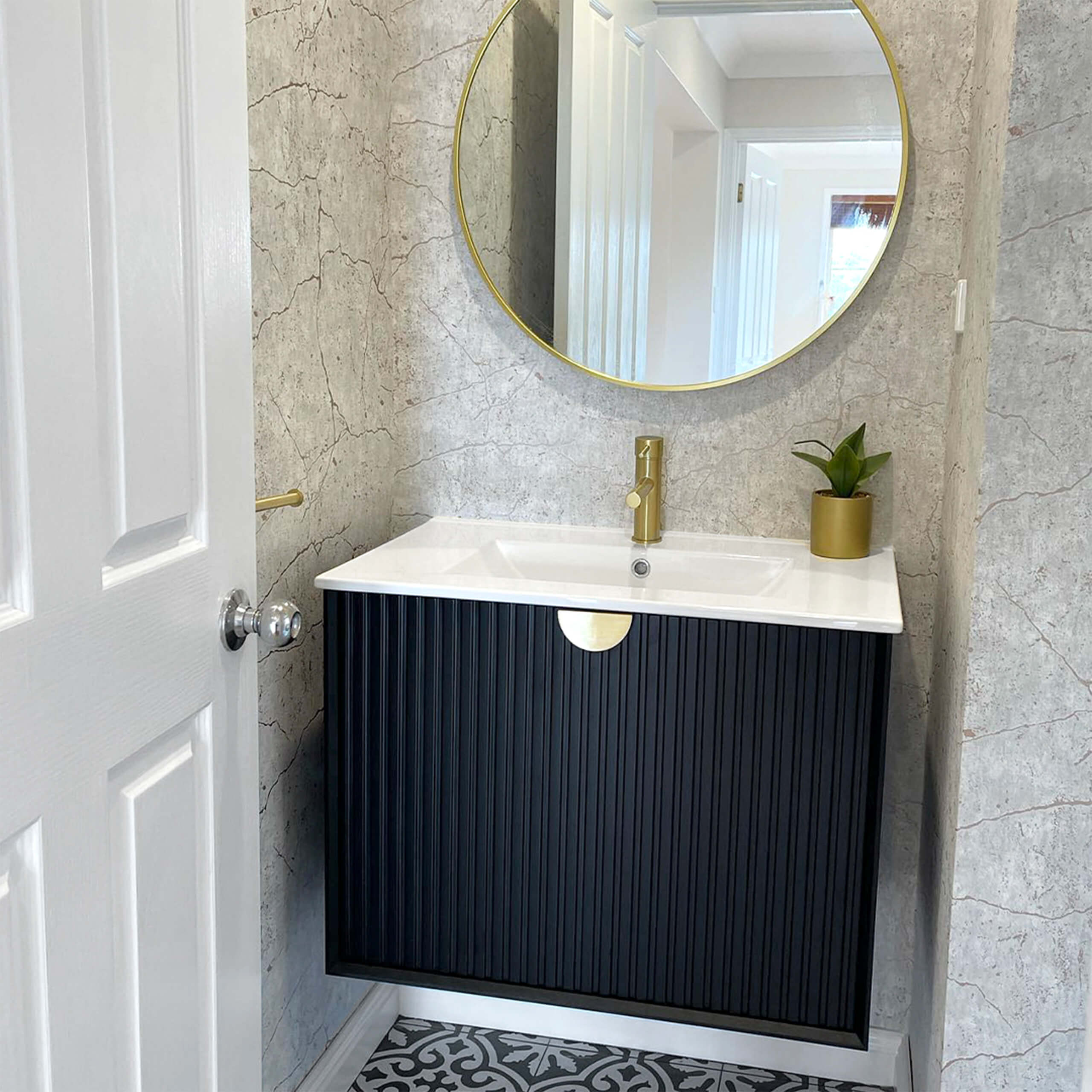Marlo Ceramic Top Single Basin Vanity - Modern Bathroom Sink with Storage for Small Spaces, Perfect for Apartments & Guest Bathrooms