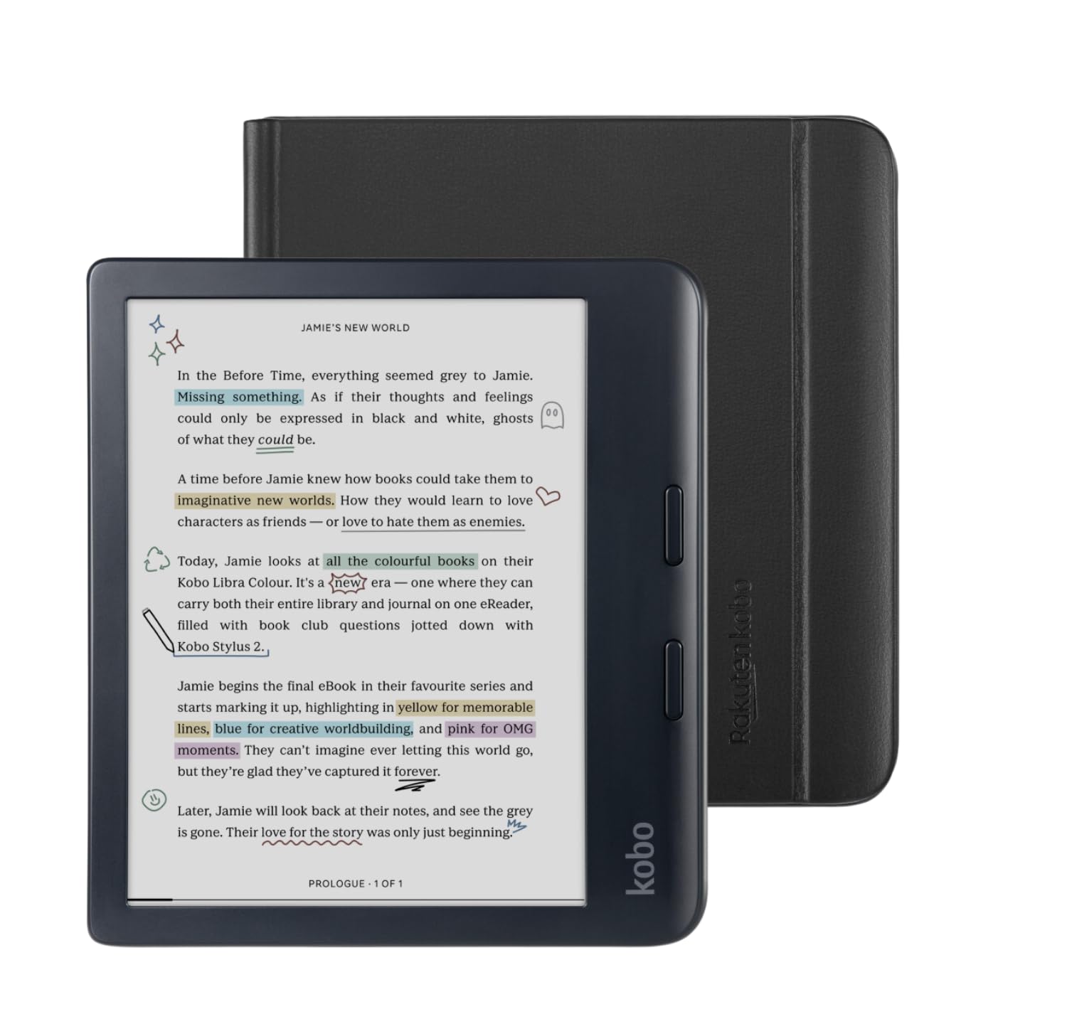 Kobo Libra Colour Black eReader with SleepCover Case Bundle - 7