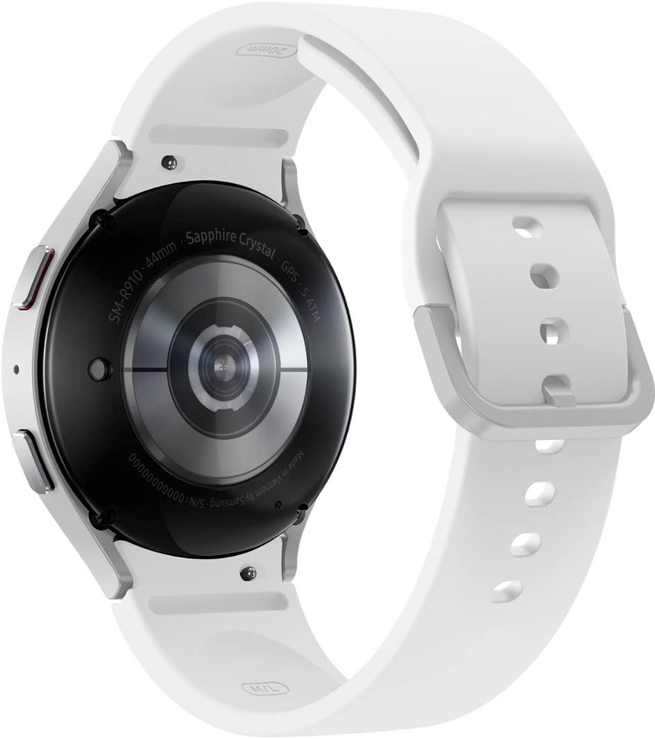 SAMSUNG Galaxy Watch 5 44mm Bluetooth Smartwatch with Body, Health, Fitness & Sleep Tracking | Sapphire Crystal Glass | Enhanced GPS | US Version | Silver Bezel & White Band (Renewed) | Perfect for Workouts, Running & Daily Activity Monitoring