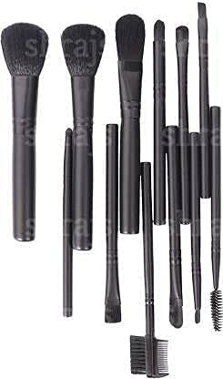Shrajs 12-Piece Professional Makeup Brush Set with Leather Pouch - Soft Synthetic Bristles for Foundation, Blending & Contouring - Perfect for Everyday Makeup & Travel (Multicolor)