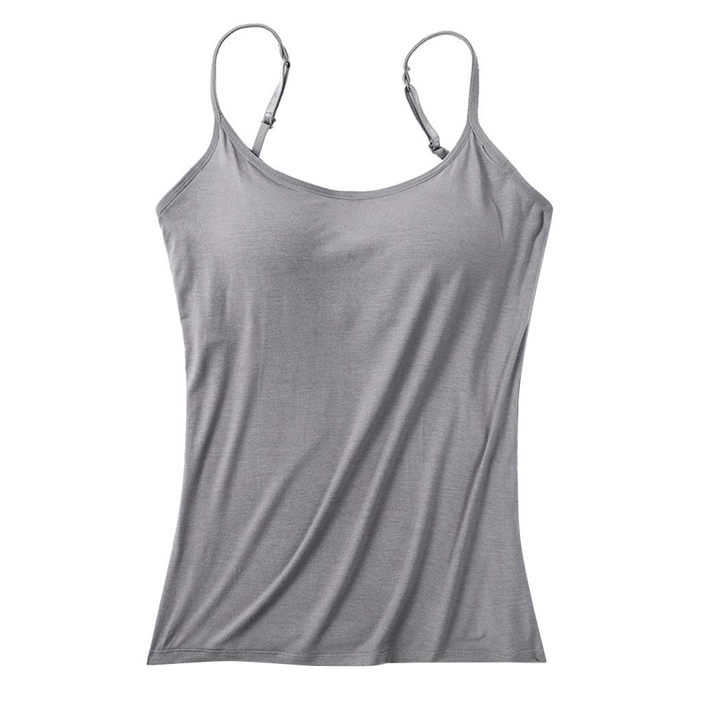 Women's Slim Fit Camisole Tops with Built-in Bra - Padded Push Up Cami Tank Tops for Everyday Wear & Layering | Perfect for Work, Date Night & Summer Outfits