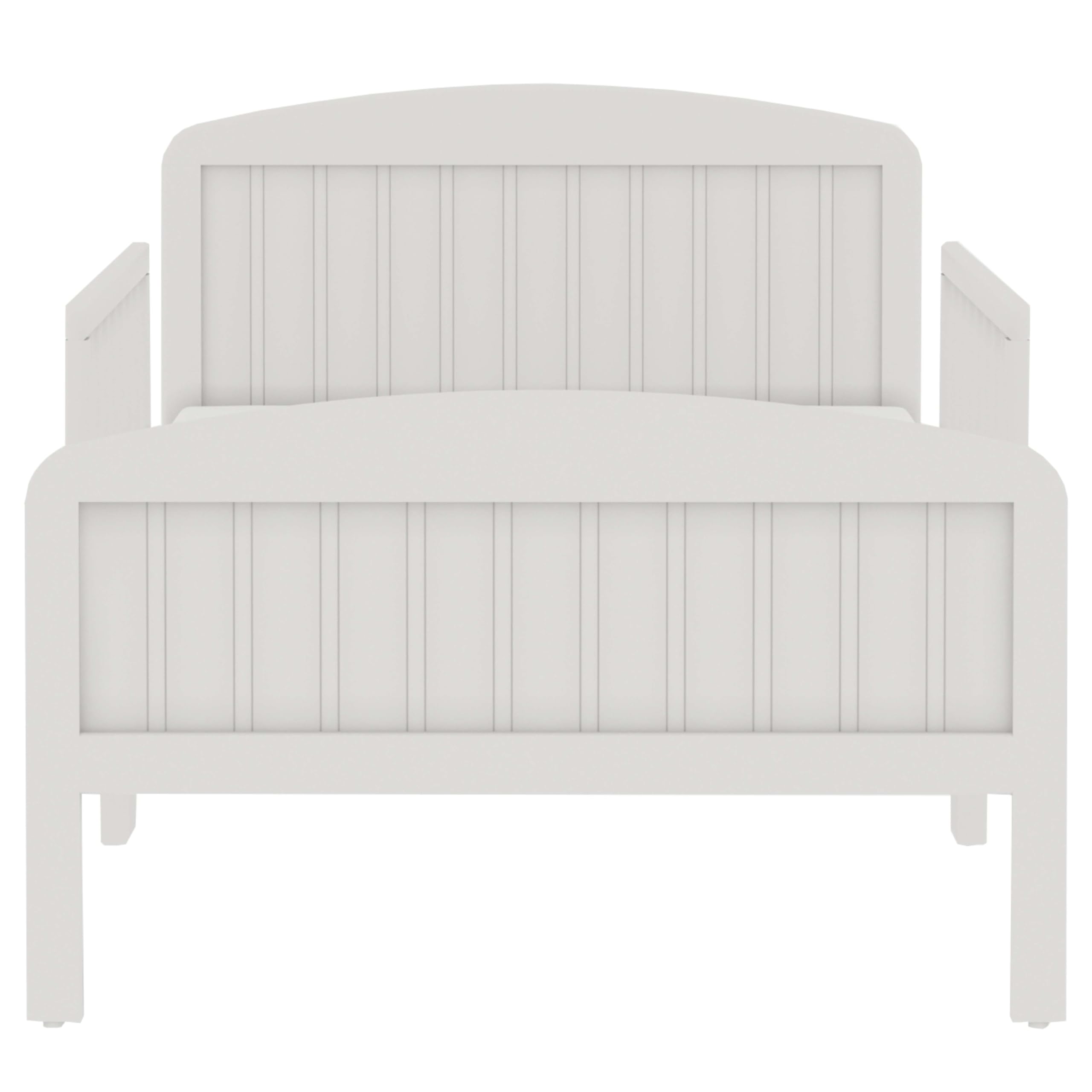 Harrisburg Solid Wood Toddler Bed with Safety Rails - Modern Low Profile Transitional Bed for Kids, Fits Crib Mattress - Perfect for Nursery, Daycare or Small Bedrooms (Warm White)