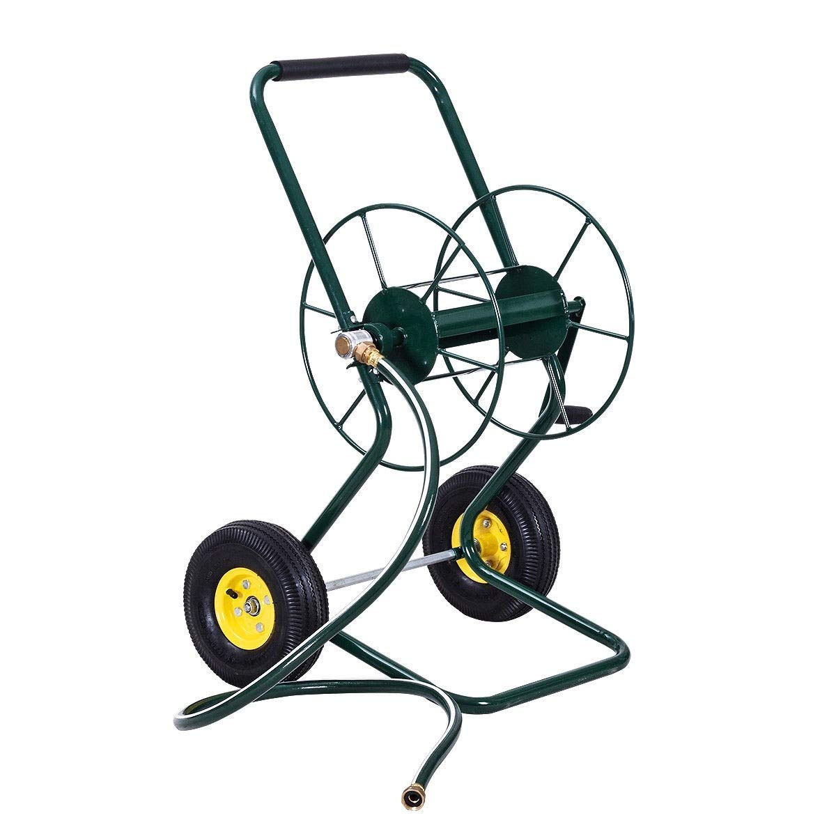 Allblessings Heavy Duty 2-Wheeled Garden Hose Reel Cart with Steel Frame - Outdoor Watering, Planting & Irrigation Solution for Lawns, Yards & Gardens