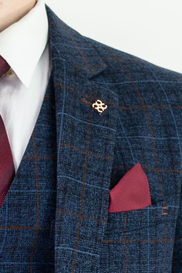 Cavani Cody Men's Blue Slim Fit Tweed Style Jacket - Classic Blazer for Business, Office & Formal Events