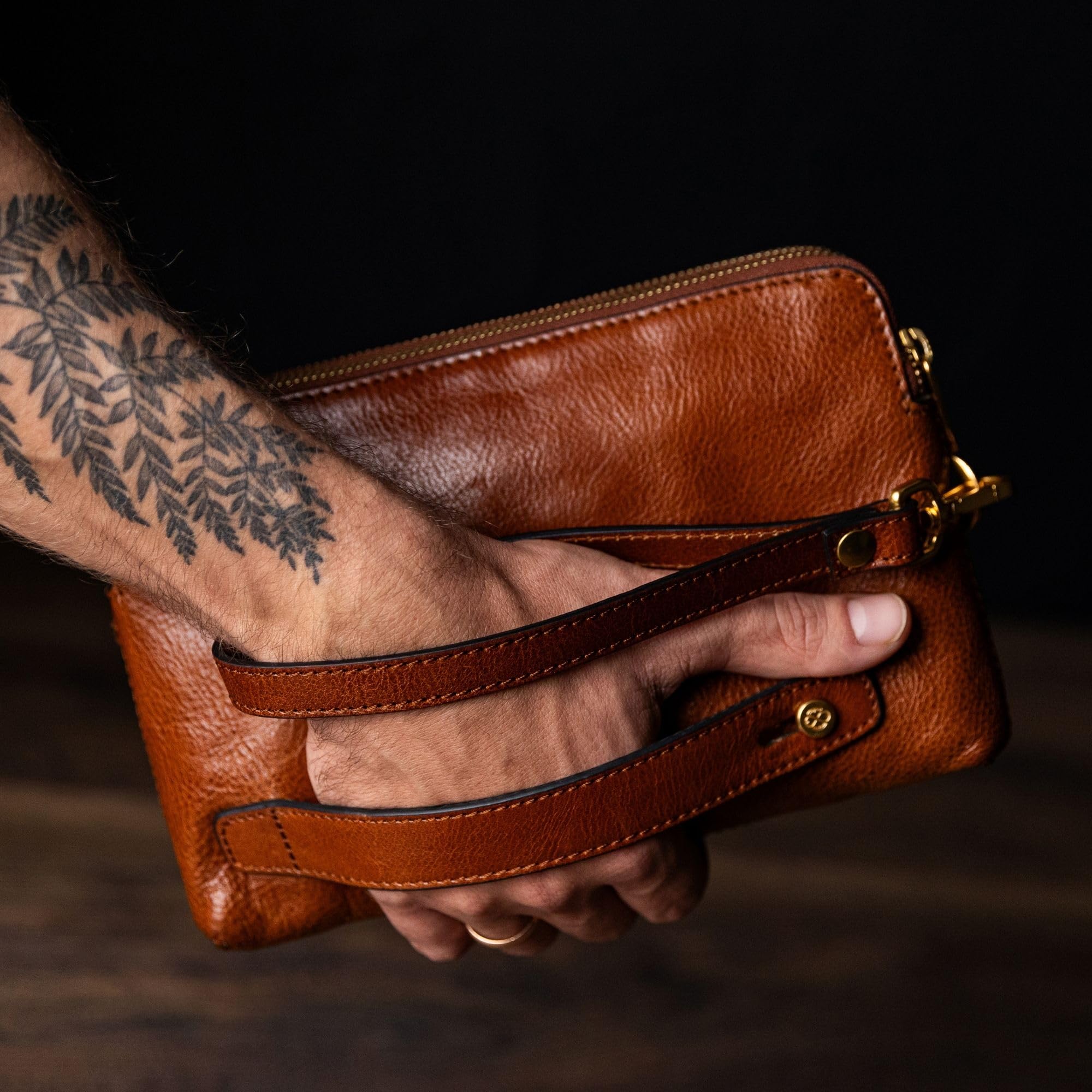 Premium Italian Handmade Leather Clutch for Men - Durable Time-Resistant Organizer Wrist Bag & Business Briefcase - Perfect for Office, Travel & Formal Events (Gift Box Included)