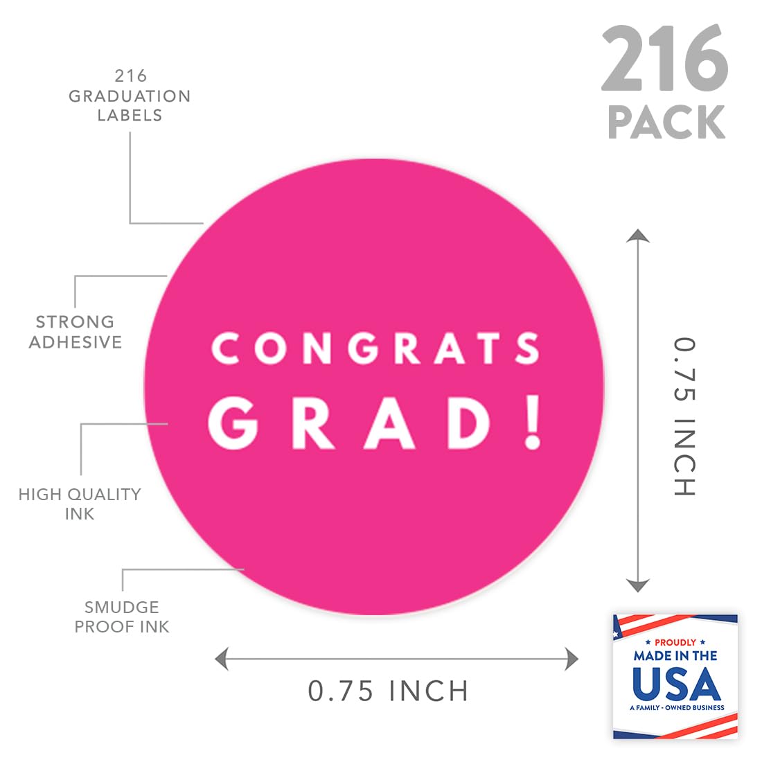 Andaz Press Chocolate Drop Labels - 216-Pack for Graduation 2024 | Party Favors & Gifts