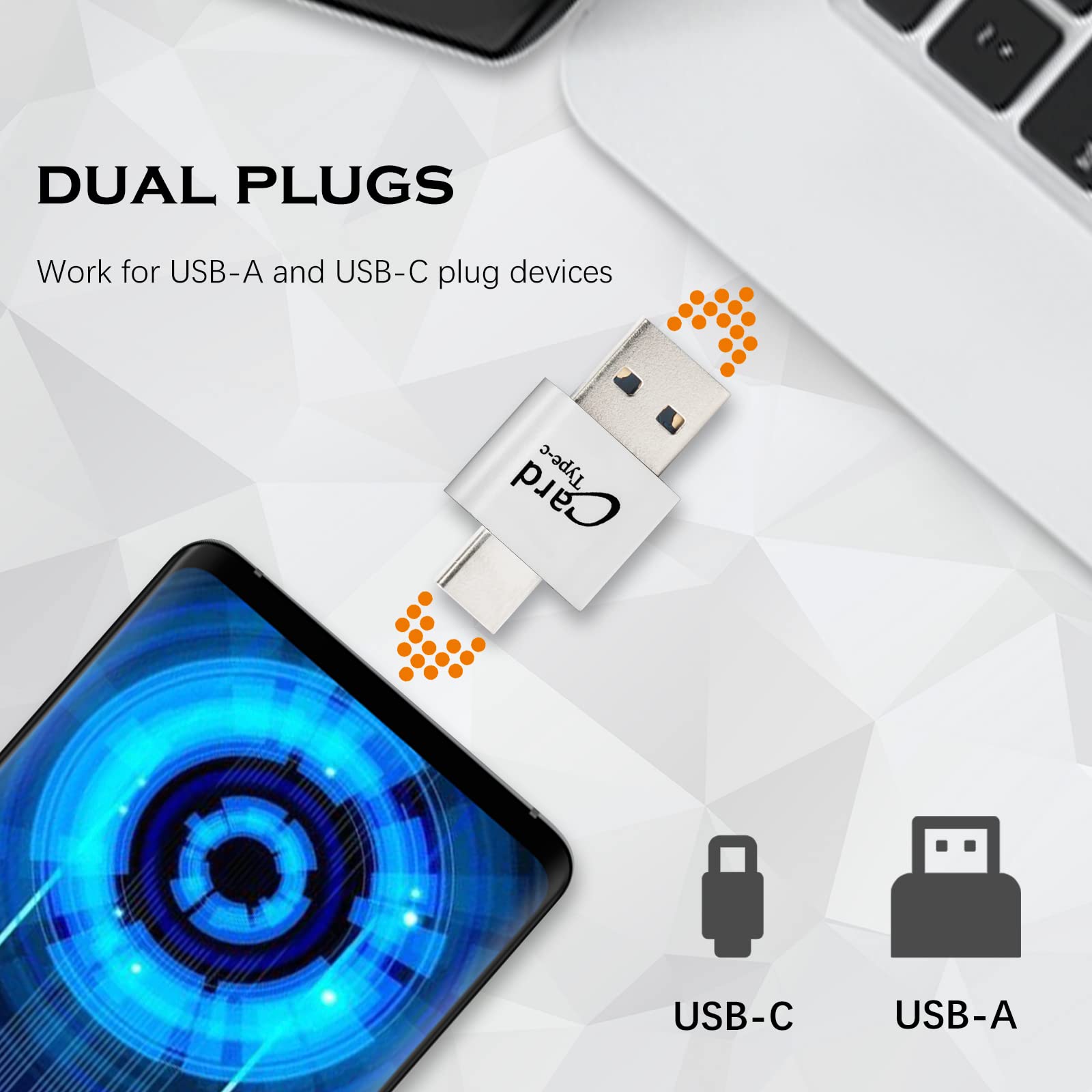 2-Pack USB C SD Card Reader - Micro SD Adapter for Android, PC & Camera - Silver