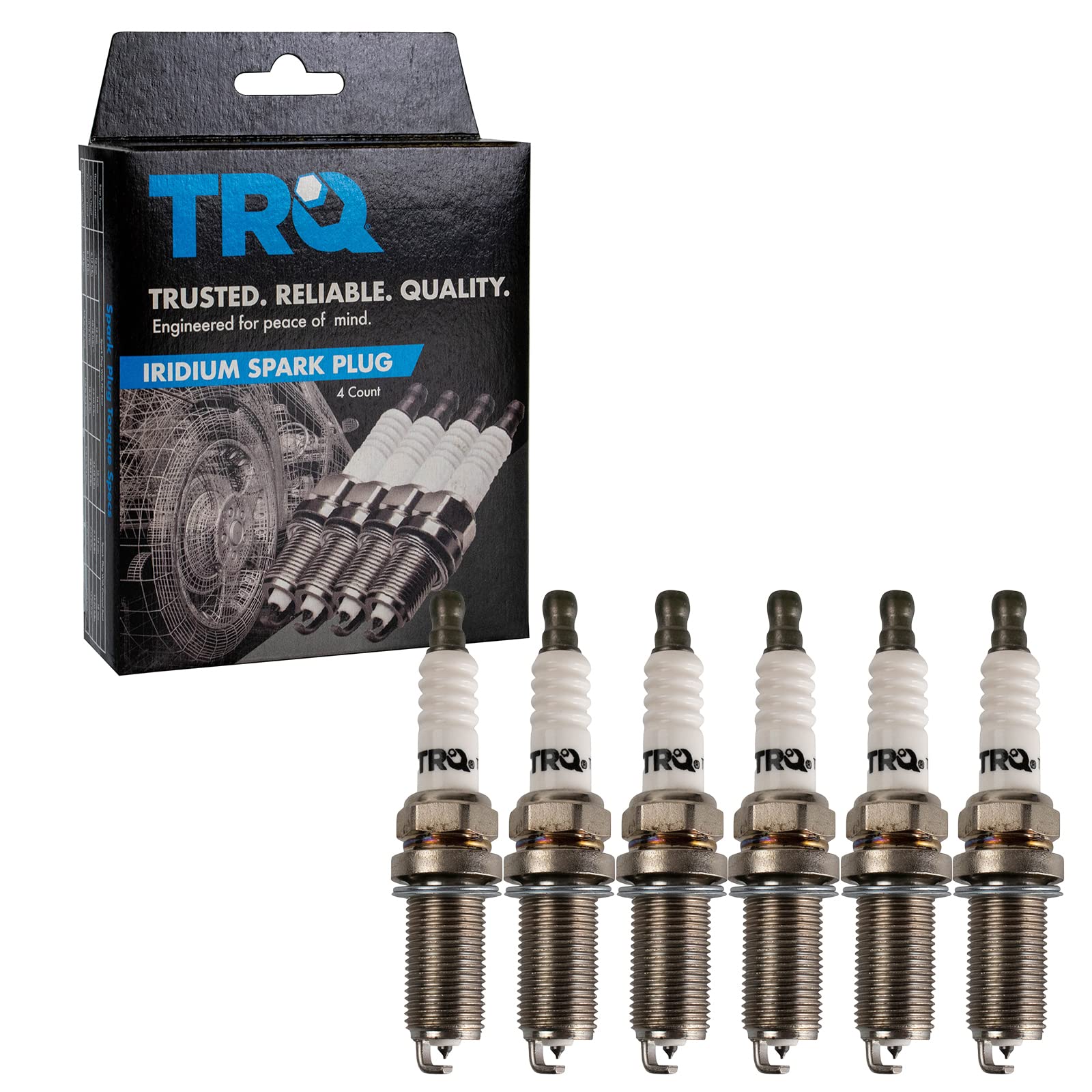 TRQ Iridium Spark Plugs - High Performance Engine Tune Up Ignition Kit (6-Piece Set) for Improved Fuel Efficiency & Acceleration - Perfect for Ford, Chevy, Dodge & More