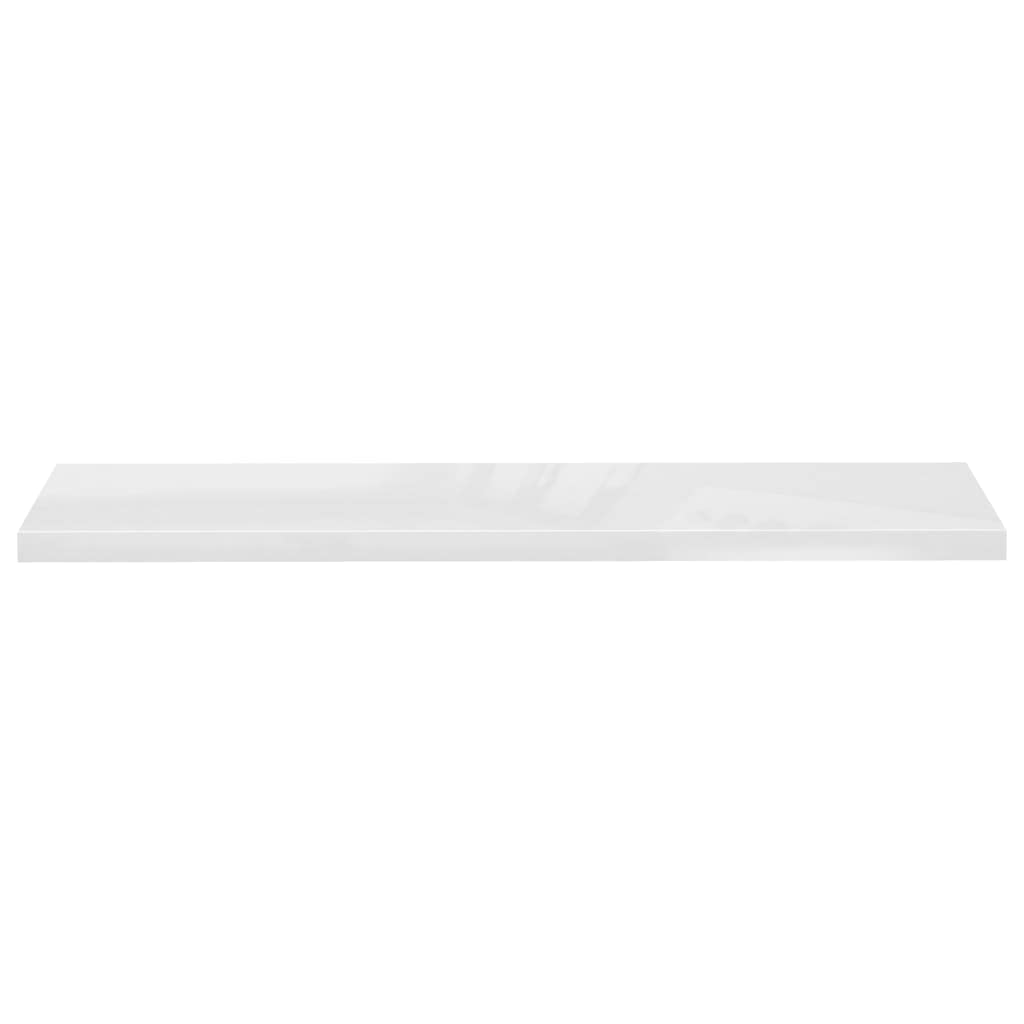 Floating Wall Shelves Set of 2 - Modern Wall Mounted Display Ledges for Living Room, Bedroom, Office - High Gloss White MDF Shelves (47.2