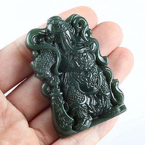 Men's & Women's Dragon Green Jade Crystal Pendant Necklace - Guan Yu Wealth God & Eighteen Lohan Amulet for Good Fortune | Spiritual Protection Jewelry for Meditation, Feng Shui & Gift Giving