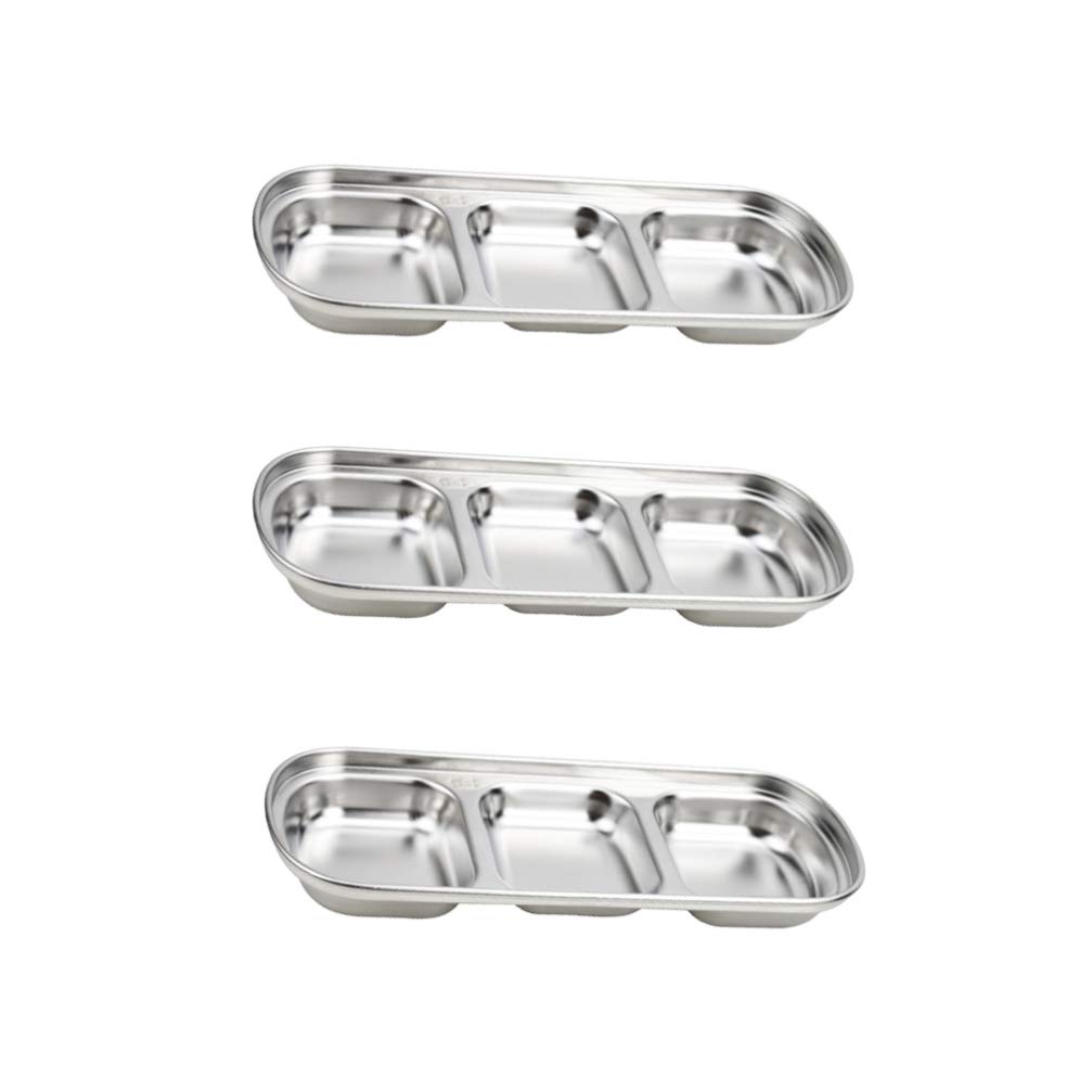 Premium Stainless Steel 3-Grid Condiment Bowls for Korean BBQ & Snacks – Hemoton Snacks Korean Kitchenware for Soy Sauce, Salt, Vinegar & Sugar – Perfect for Home Dining, Party Platters & Asian Cuisine