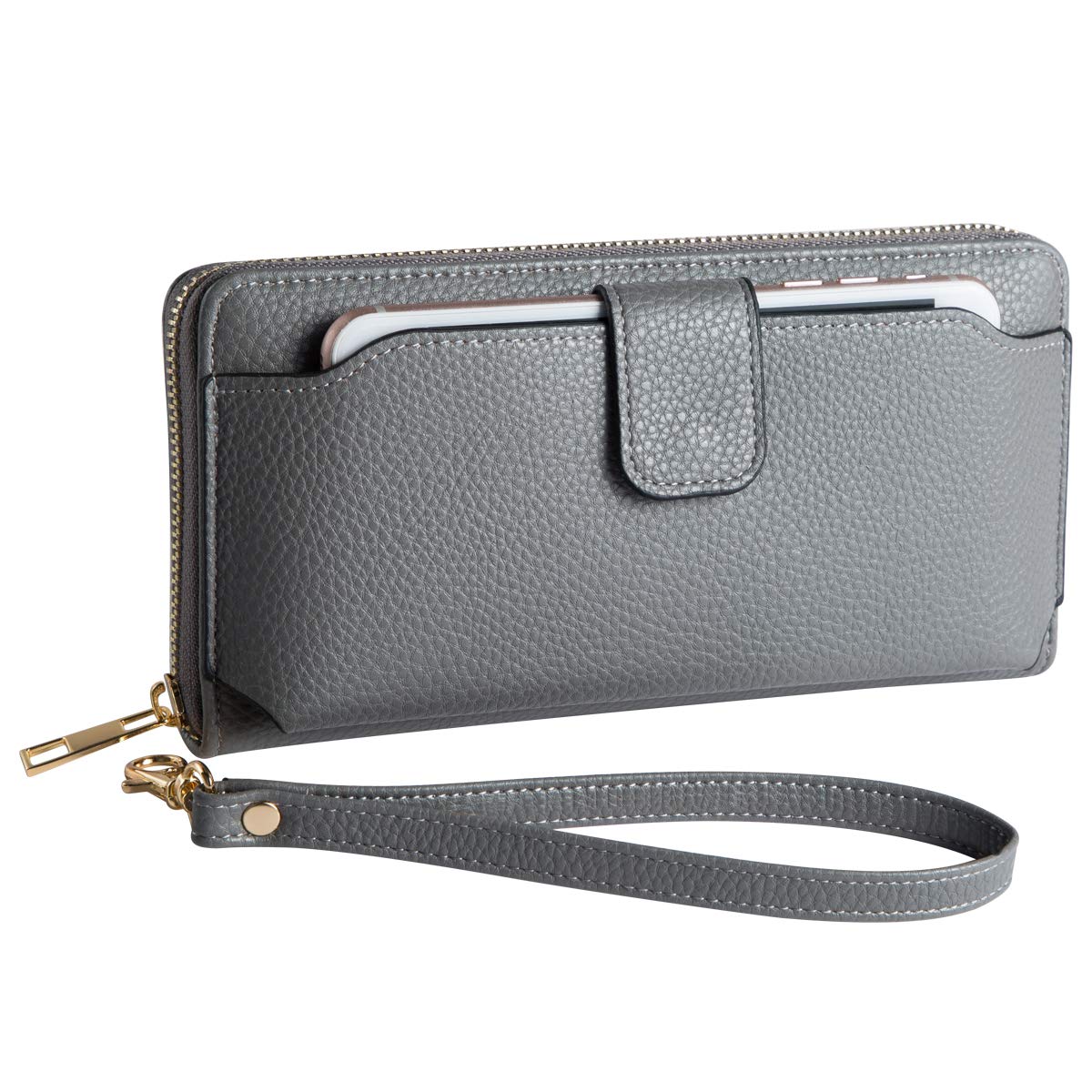 Women's RFID Blocking Wristlet Wallet with Phone Holder - Zip Around Crossbody Handbag for iPhone & Cards - Perfect for Travel, Shopping & Everyday Use