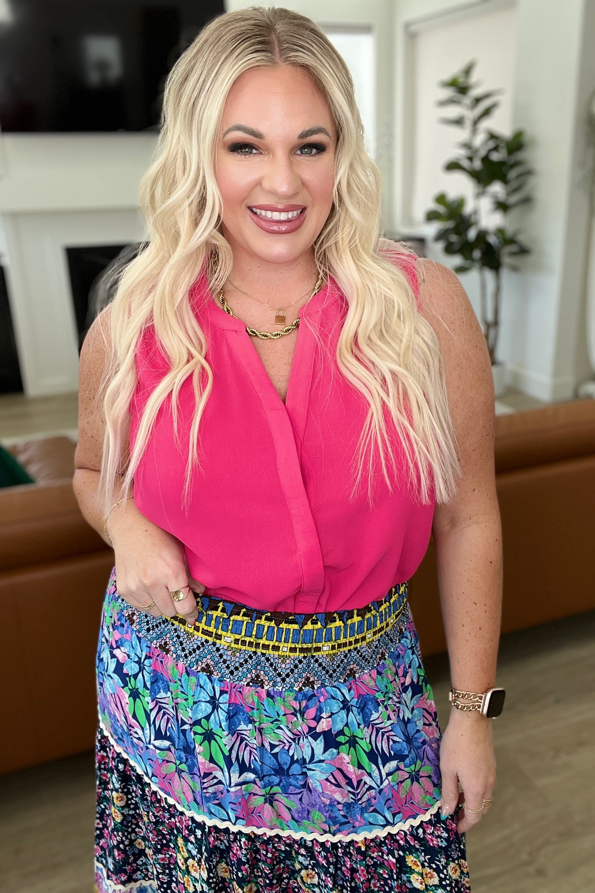 Love Me Now Sleeveless Blouse - Hot Pink Women's Fashion Top for Summer, Date Night & Office Wear
