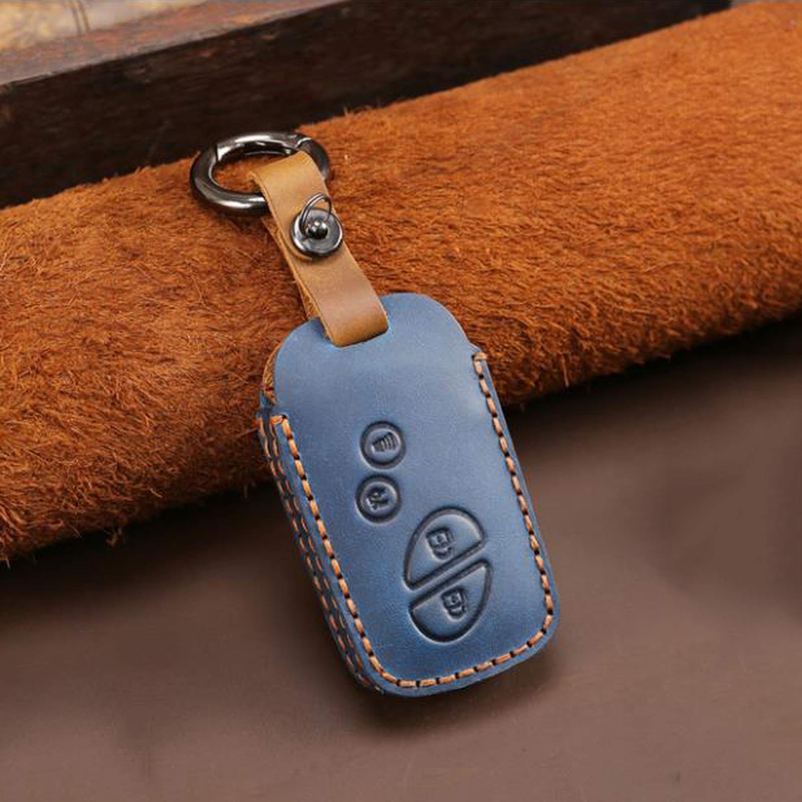 Premium Leather Key Fob Cover Case for Lexus GX LX RX - Durable Car Remote Key Holder with Keychain | Perfect Car Accessories Gift for Lexus Owners (Fits Most Models) | Use for Daily Commute, Road Trips & Vehicle Protection