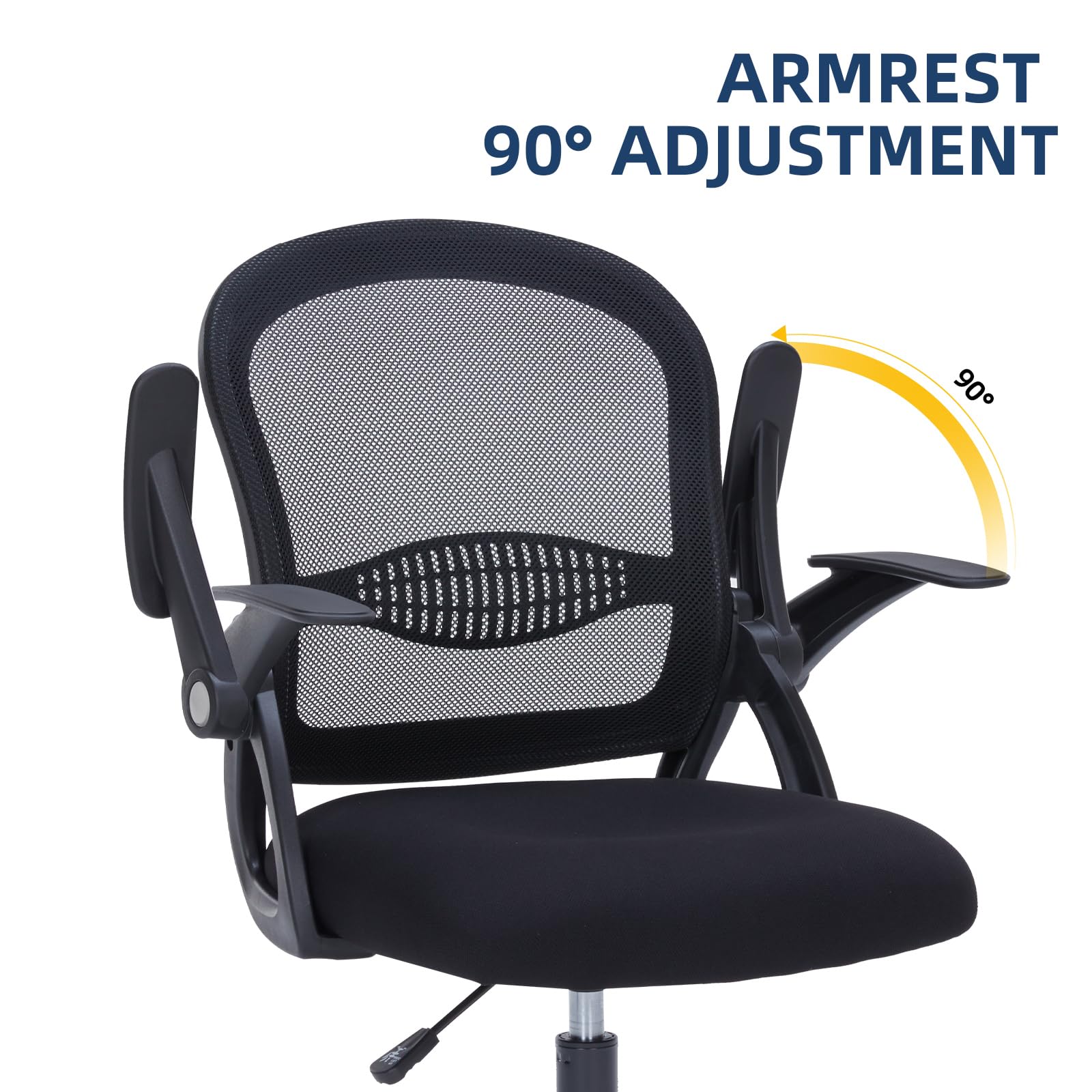 Ergonomic Mesh Office Chair with Mid Back Support & Flip-Up Armrests - Breathable Computer Desk Chair for Home Office, Conference Room & Small Workspaces