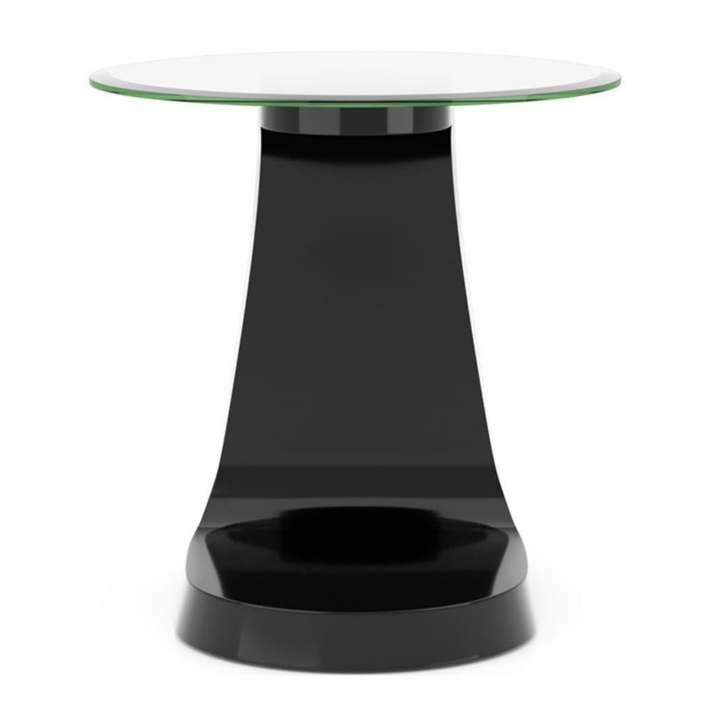 Furniture of America Pelletoni Modern Black Glass Top End Table - Stylish Side Table for Living Room, Bedroom & Office Decor