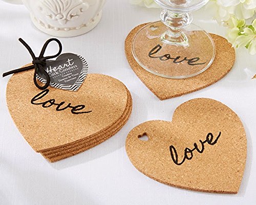 75 Sets of 4 - Heart Cork Coasters for Drinks, Wine, Coffee & Beer - Romantic Wedding, Anniversary & Valentine's Day Party Decor