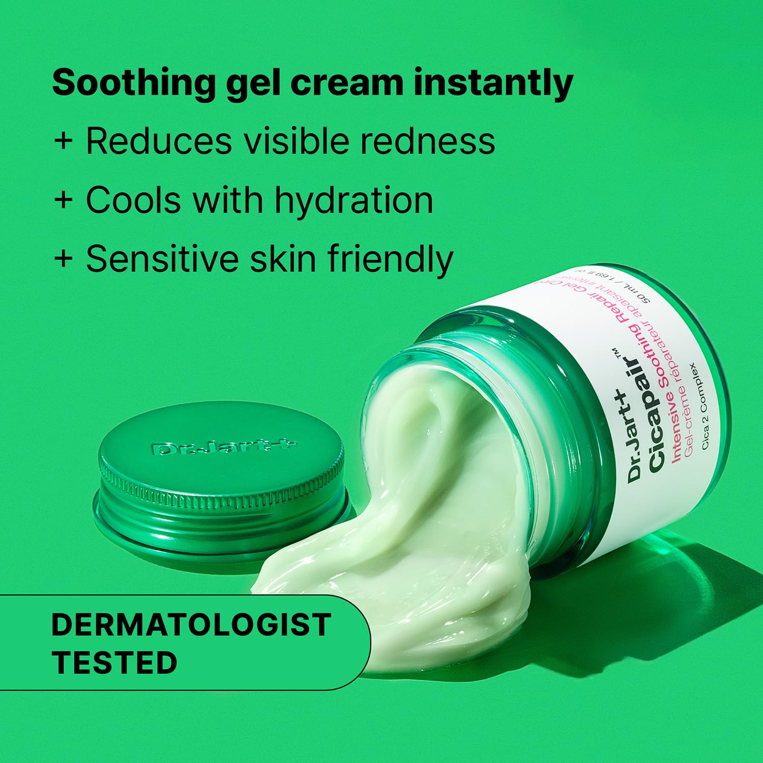 Dr.Jart+ Cicapair Cooling Gel Moisturizer for Sensitive Skin | Redness Relief with Centella Asiatica | Korean Skincare for Daily Use