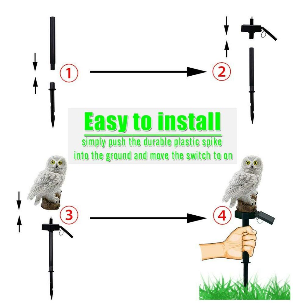 Solar Powered LED Owl Porch Light - Waterproof Outdoor Decorative Garden Stake Light for Walkway, Yard, Lawn & Landscape Lighting - Perfect for Halloween, Patio & Garden Decor