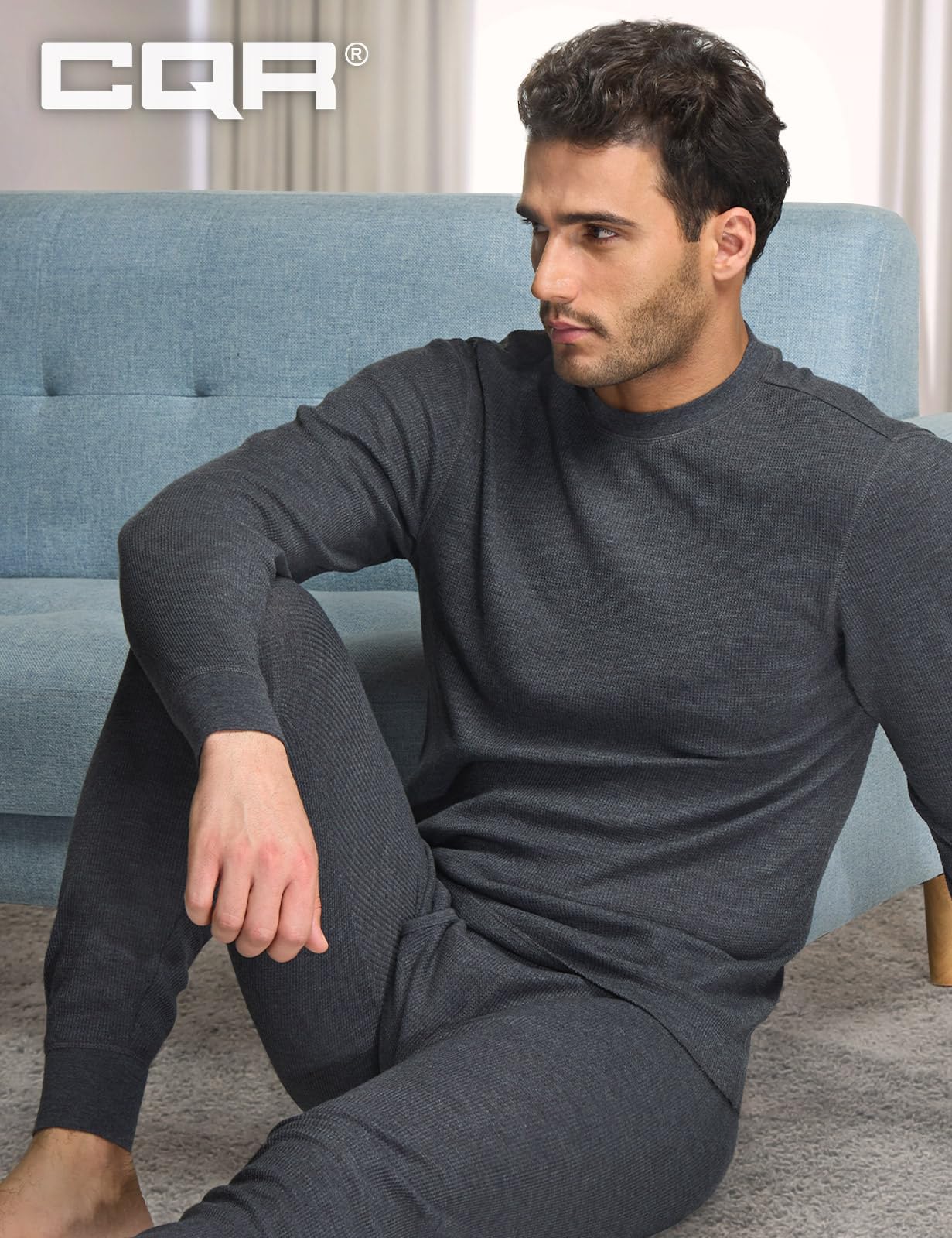 CQR Men's Thermal Underwear Long Sleeve Shirt - Midweight Waffle Knit Base Layer for Winter & Cold Weather - Perfect for Skiing, Hiking, and Outdoor Activities