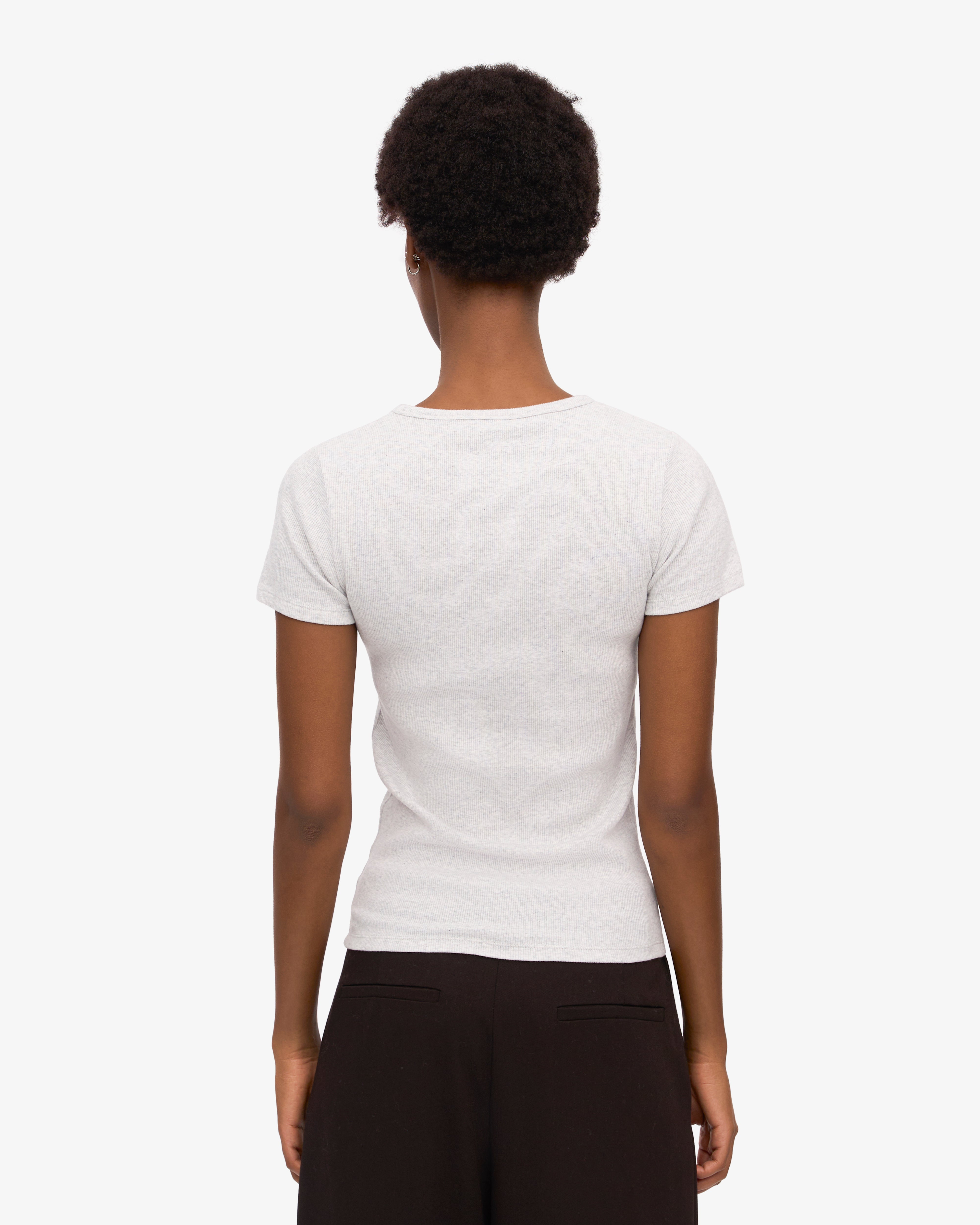Organic Rib T-Shirt for Women - Soft & Comfortable Snow Melange Tee - Perfect for Casual Wear, Layering & Everyday Outfits