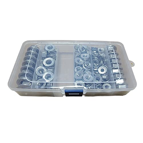 1/2-13 3/8-16 5/16-18 1/4-20 Stainless Steel Flange Hex Lock Nuts (126Pcs) - Heavy Duty Hardware for Automotive, Machinery & DIY Projects