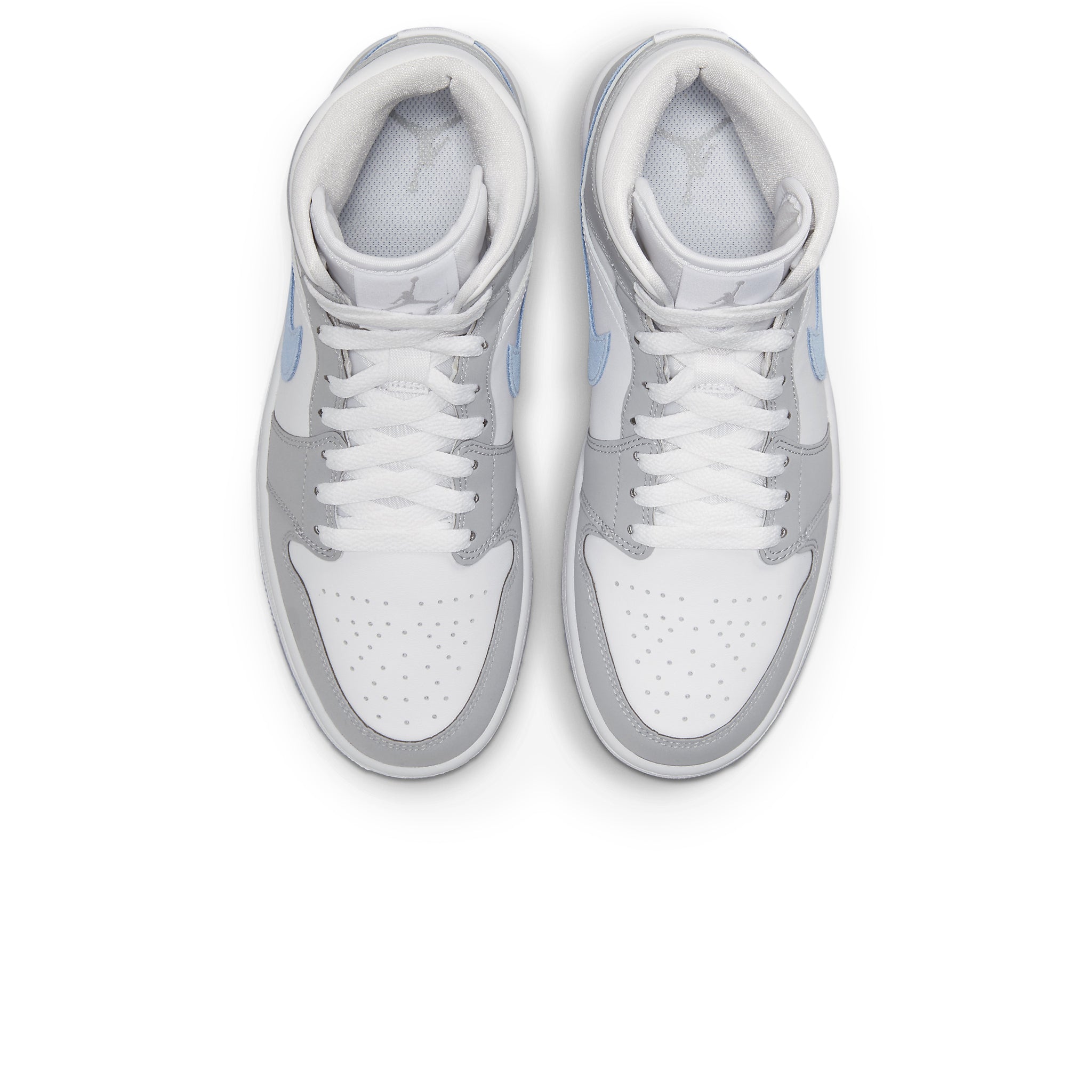 Air Jordan 1 Mid Women's Sneakers - Wolf Grey & Blue Basketball Shoes for Casual Wear & Street Fashion