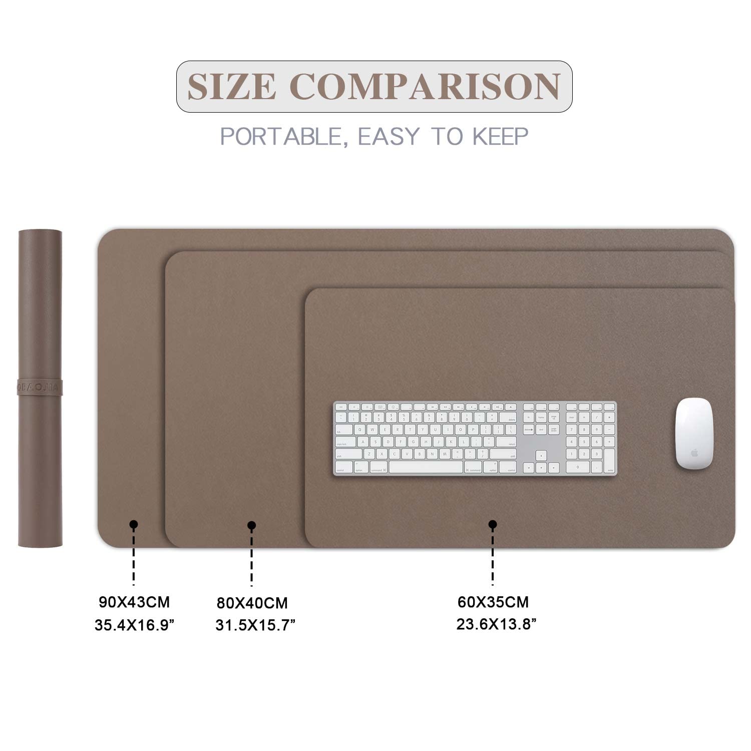 DOBAOJIA Large Desk Mat 90x43cm - Waterproof PU Leather & Non-Slip Suede Base - Office Desk Pad for Keyboard, Mouse & Writing - Perfect for Home, Work & Gaming Setup (Mud Brown)