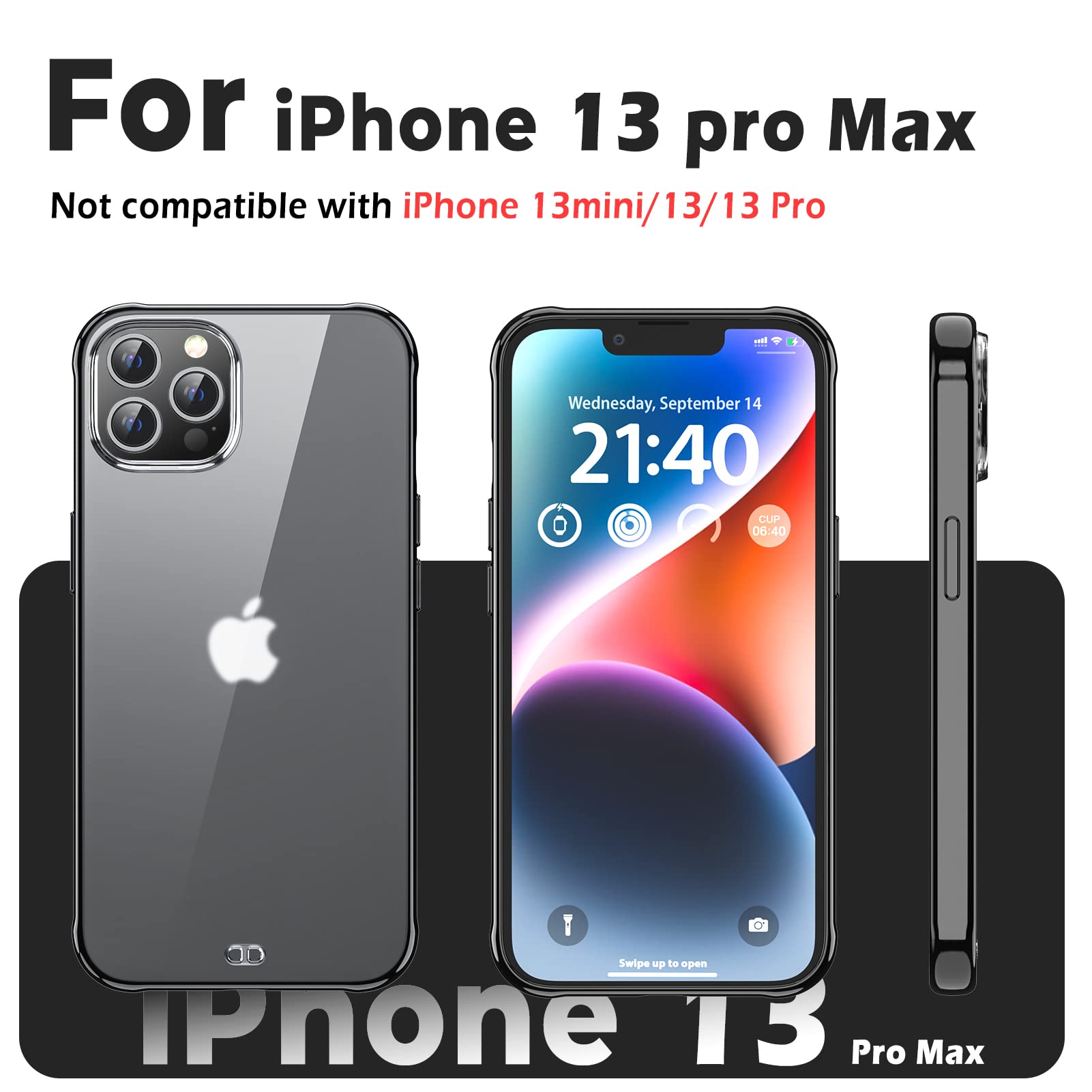 ORIbox iPhone 13 Pro Max Case - Matte Black Translucent Protective Cover with Soft Edges, Slim Lightweight Design for iPhone 13 Pro Max (6.7