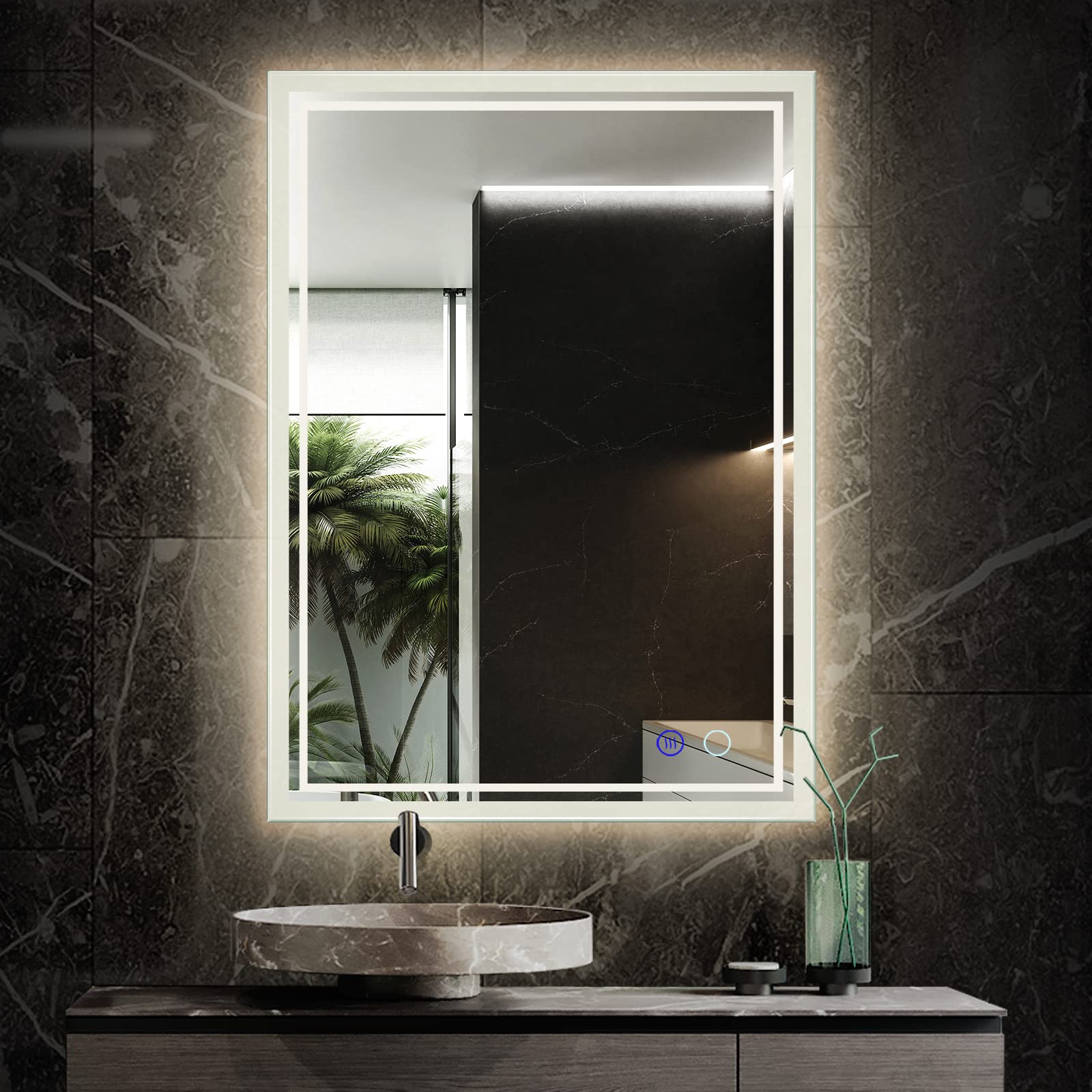 ZELIEVE 24 x 32 Inch LED Backlit Bathroom Mirror with Anti-Fog, Dimmable Lights, CRI90+, Touch Control & Waterproof Design - Horizontal/Vertical Mounting for Vanity, Makeup & Shaving - Perfect LED Wall Mirror for Modern Bathrooms & Dressing Rooms