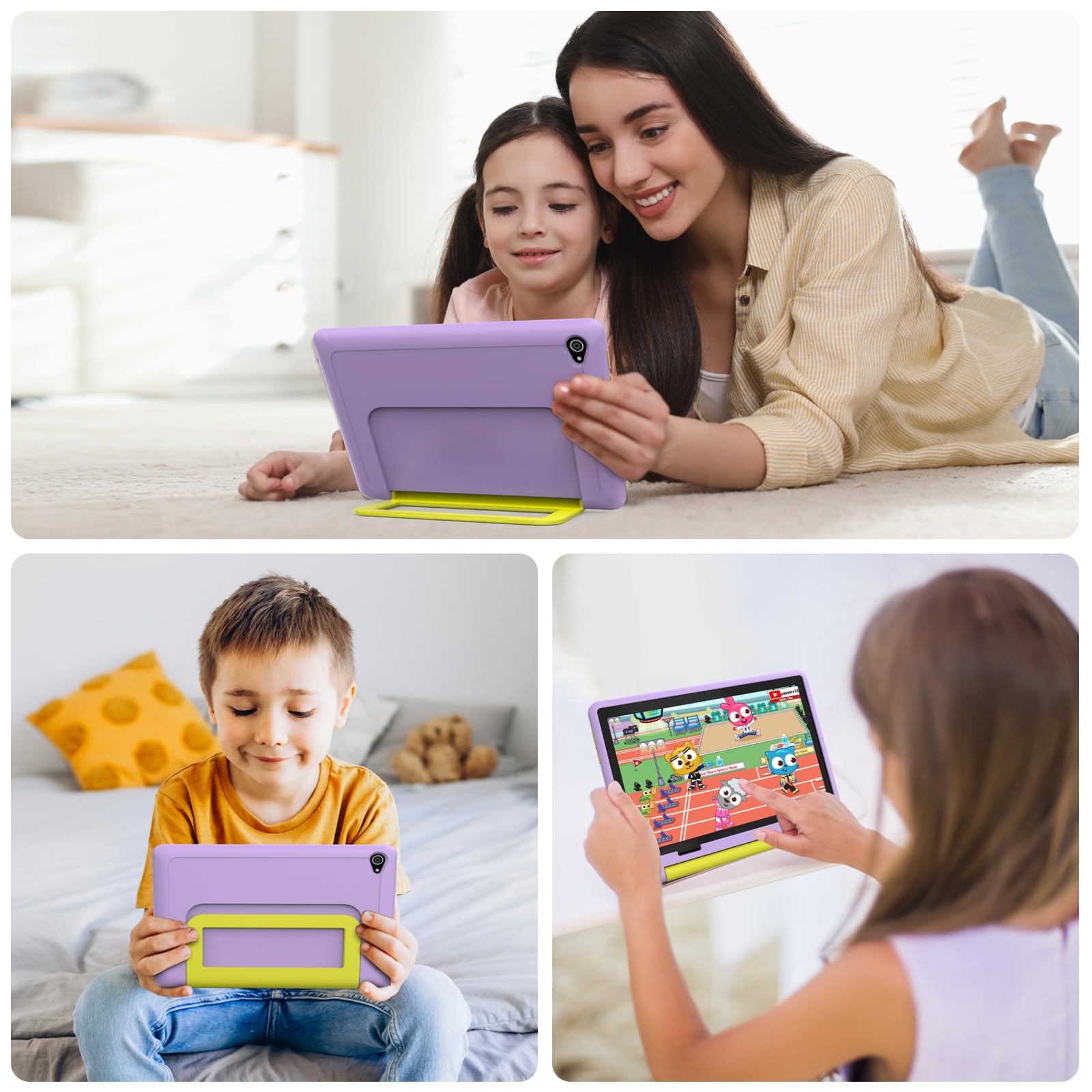 Mouikei 10 Inch Android 14 Kids Tablet - Octa Core Processor, 8GB RAM 64GB ROM, 1TB Expandable Storage, 5000mAh Battery, Wi-Fi, Bluetooth, Dual Camera - Purple - Perfect for Learning, Games & Entertainment for Children Ages 3-12