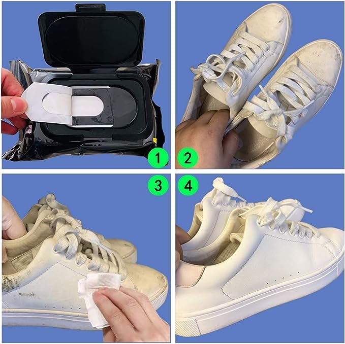 RIOMTRIC Shoe Cleaner Wipes - Portable Sneaker Cleaning Wipes for Quick Dirt & Stain Removal | Gentle on Leather, Canvas & Most Footwear | Perfect for Gym Shoes, Work Boots & Travel Essentials