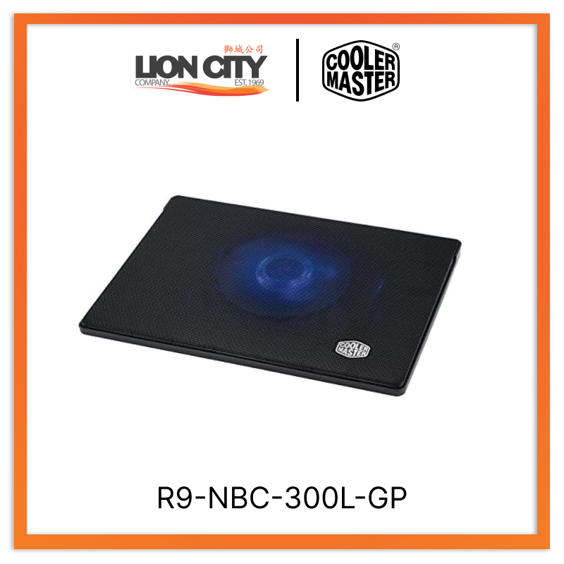 Cooler Master R9 NBC 300L GP CM Notepal i300 Black 16cm Blue LED Laptop Cooling Pad - Perfect for Gaming, Office Work & Overheating Prevention