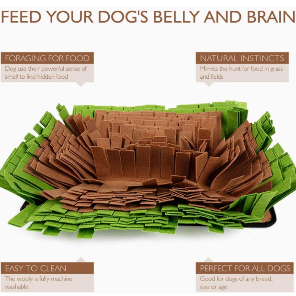 Interactive Pet Snuffle Mat for Dogs & Cats - Slow Feeding Puzzle Toy with Nosework Training Blanket - Encourages Natural Foraging Skills (Green) - Perfect for Mealtime Enrichment & Mental Stimulation