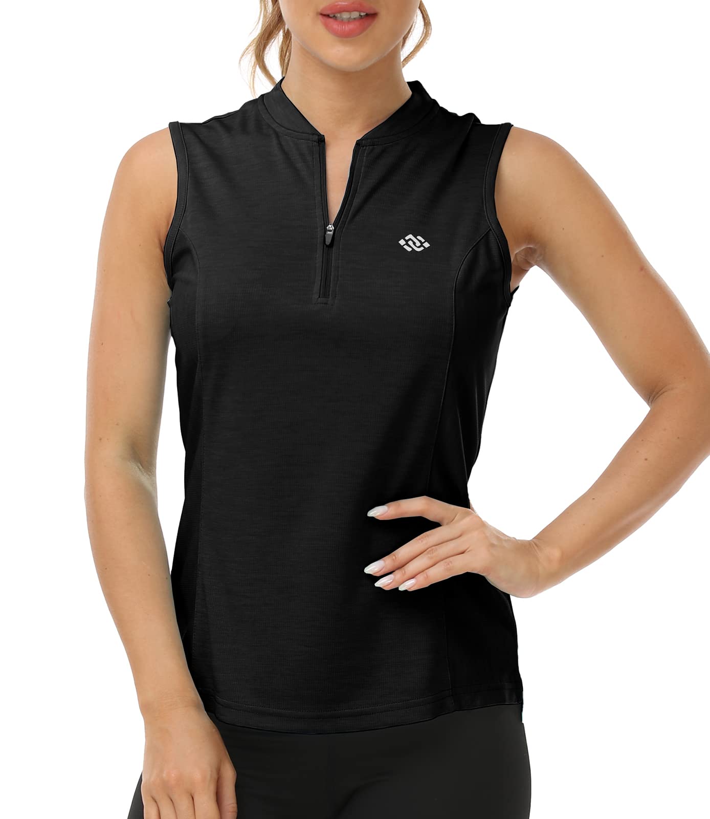 Women's Sleeveless Quick-Dry Sports Shirt - UPF 50+ Tennis Golf Pickleball Shirt with Zipper | Moisture-Wicking Activewear for Outdoor Workouts & Summer Sports