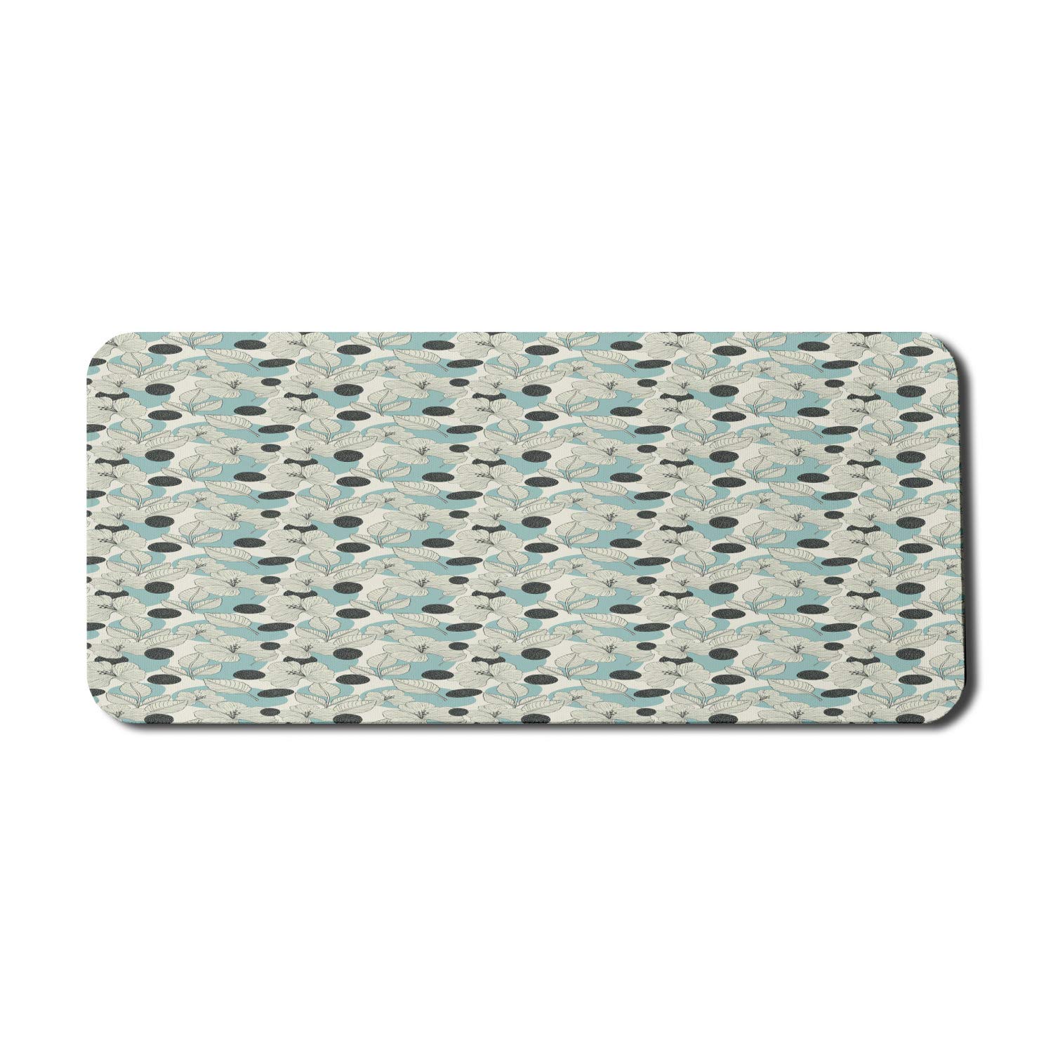 Ambesonne Floral Computer Mouse Pad - Vintage Sketch Circles Design, Non-Slip Rubber Base, Extra Large 35