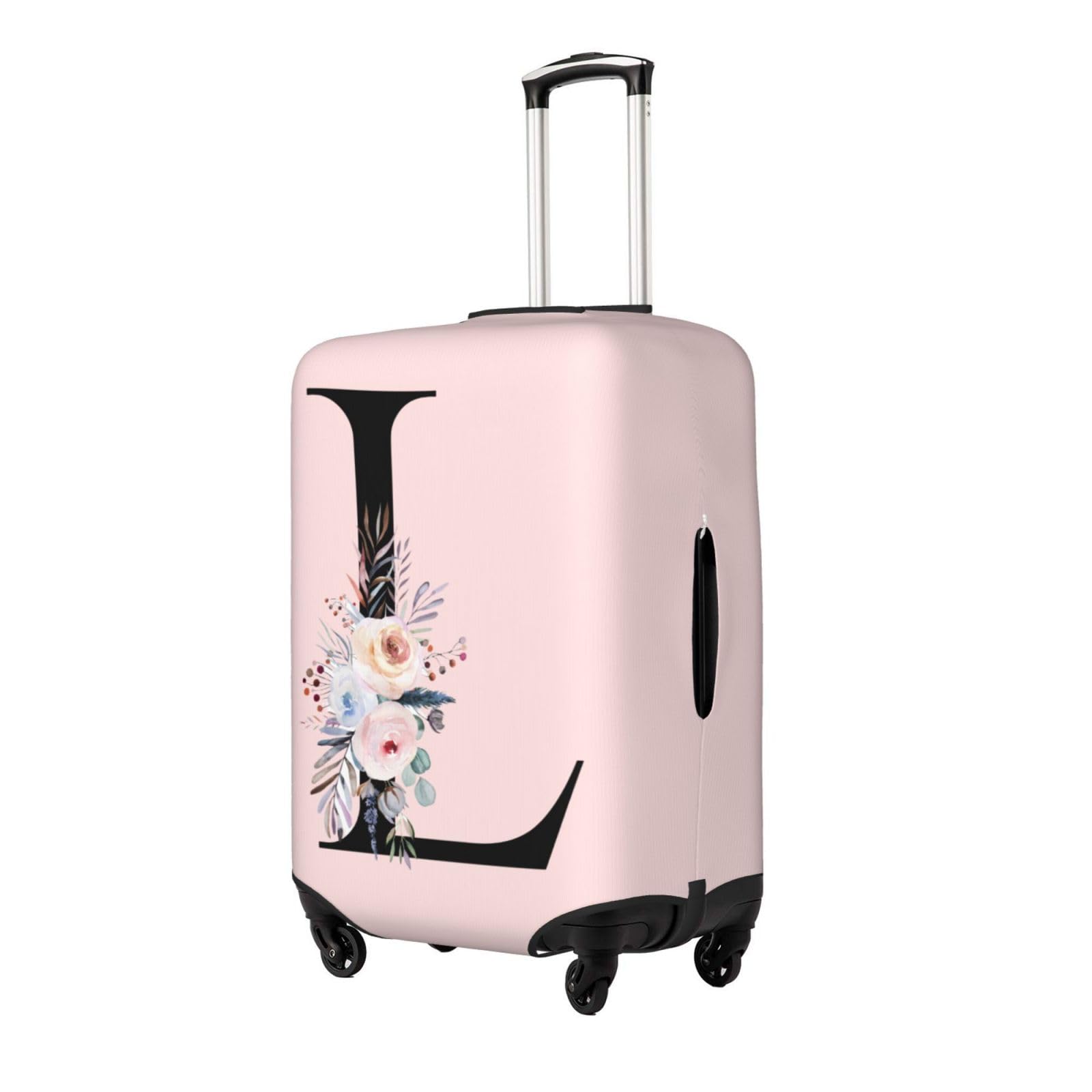 Spandex Travel Luggage Cover - Cute Pink Suitcase Protector with Boho Floral Design, Anti-Scratch & Dust-Proof Washable Sleeve for Kids & Adults (Fits 22-24 Inch Luggage) - Perfect for Airplane Travel, Vacation Trips & Suitcase Protection
