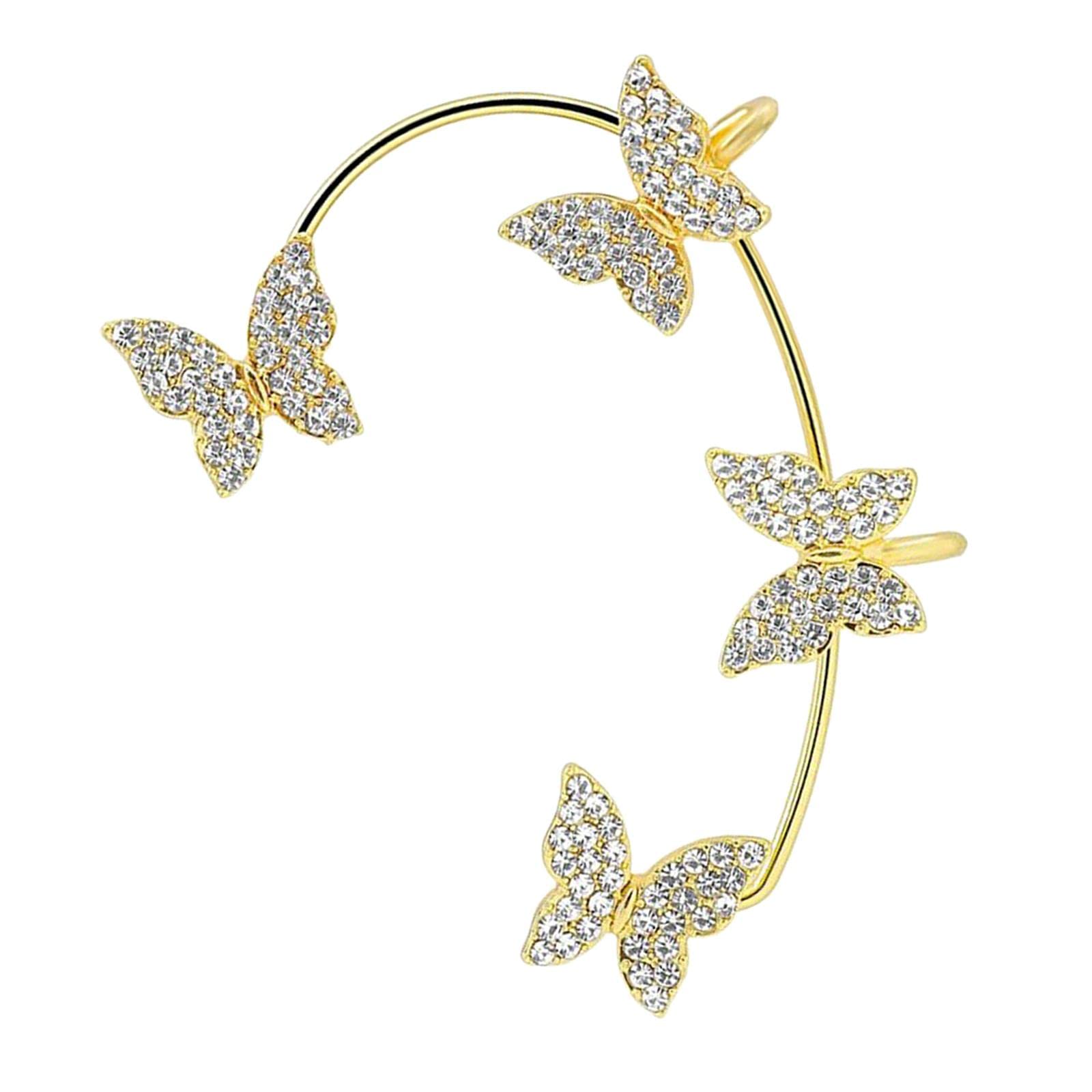 DYNWAVE Elegant Butterfly Ear Cuff Clip - Non-Piercing French Style Metal Earrings for Women - Perfect for Daily Wear, Parties & Special Occasions