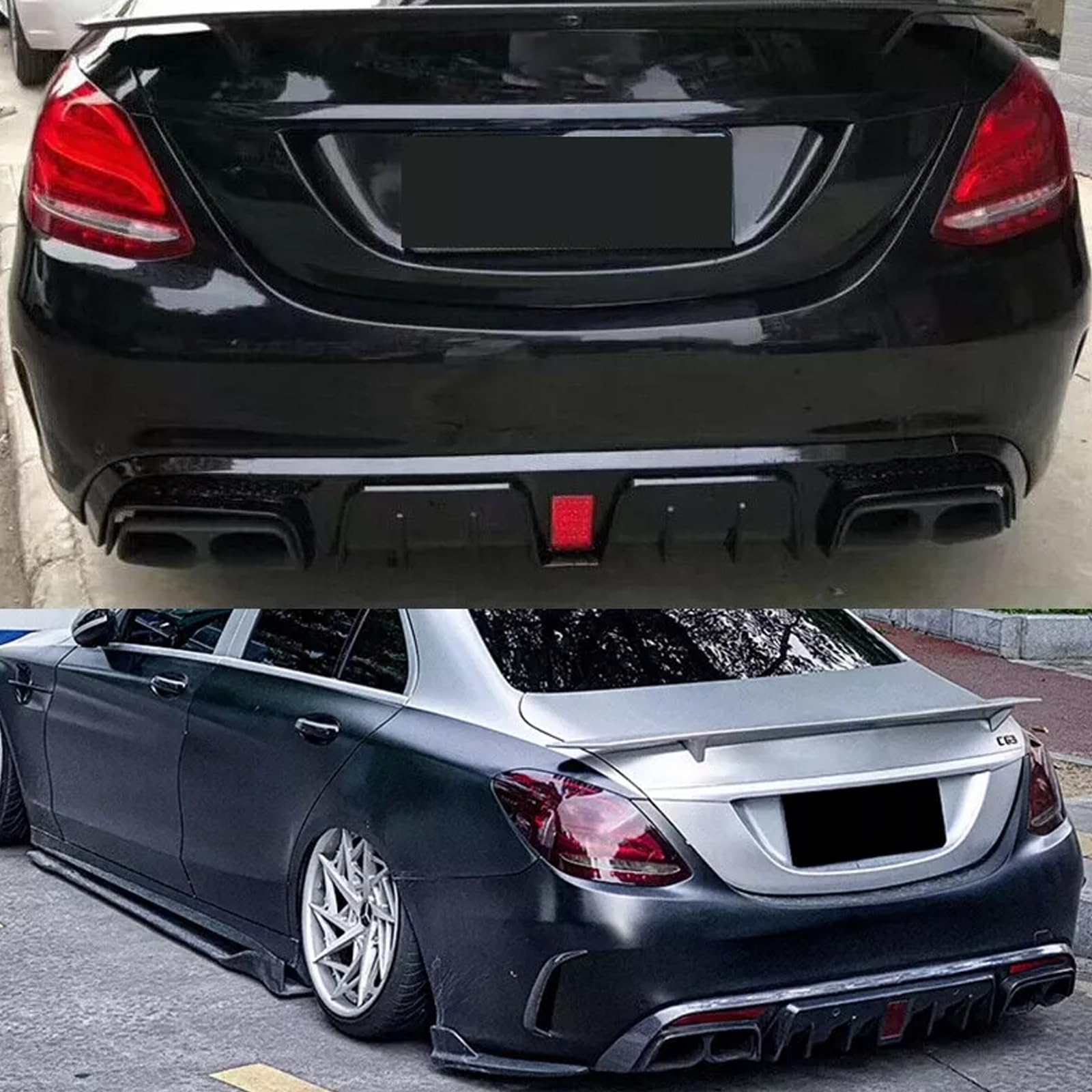 Rear Diffuser for 2015-2021 Mercedes-Benz W205 C-Class C63/C63S AMG (B Style) - Gloss Black ABS Painted Rear Bumper Diffuser Set - Upgrade Your Luxury Sedan's Sporty Look